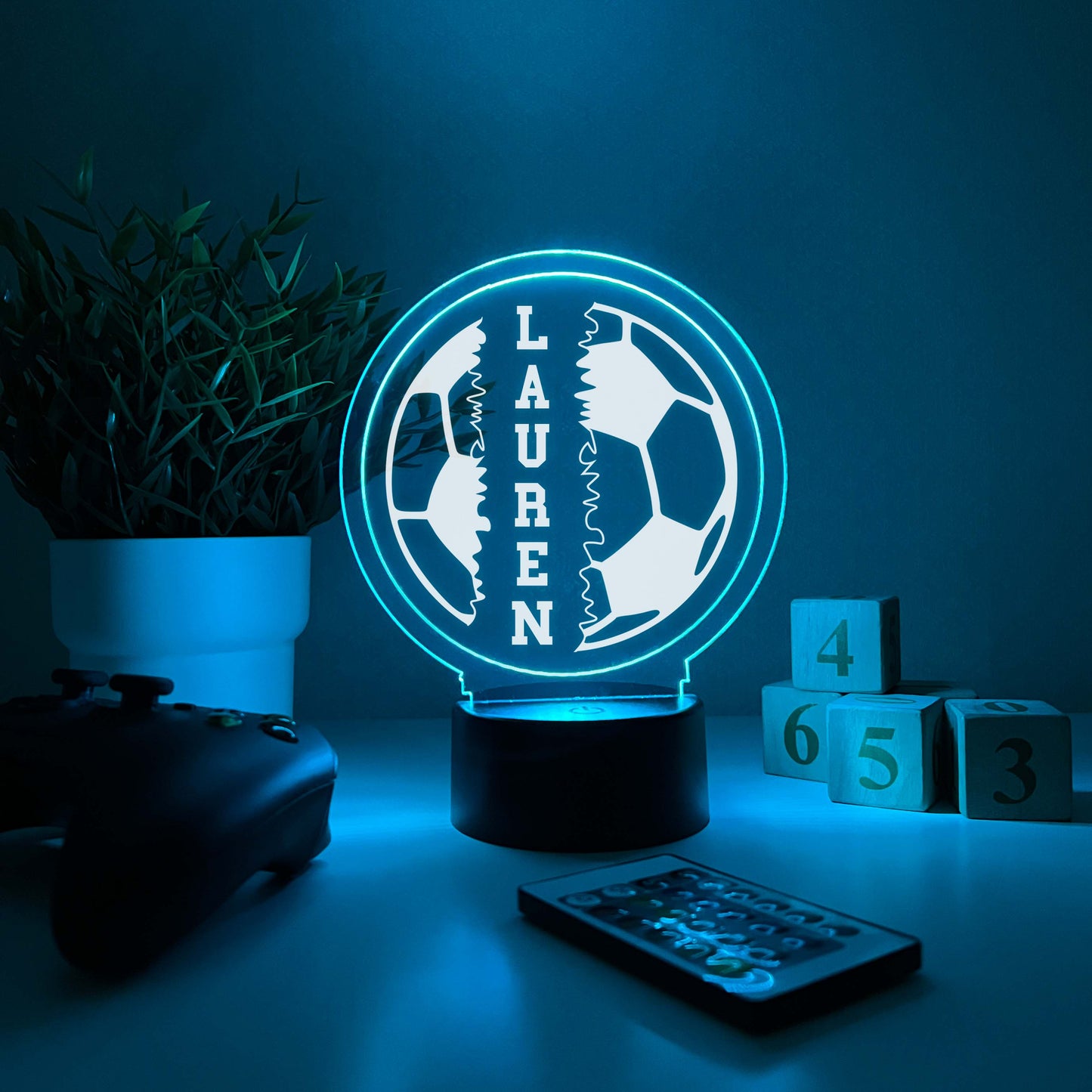 Soccer 3D Night Light, 16 Colors, Gift for Soccer Player, Personalized Gift, Desk Lamp, Sports Bedroom, Soccer LED Light