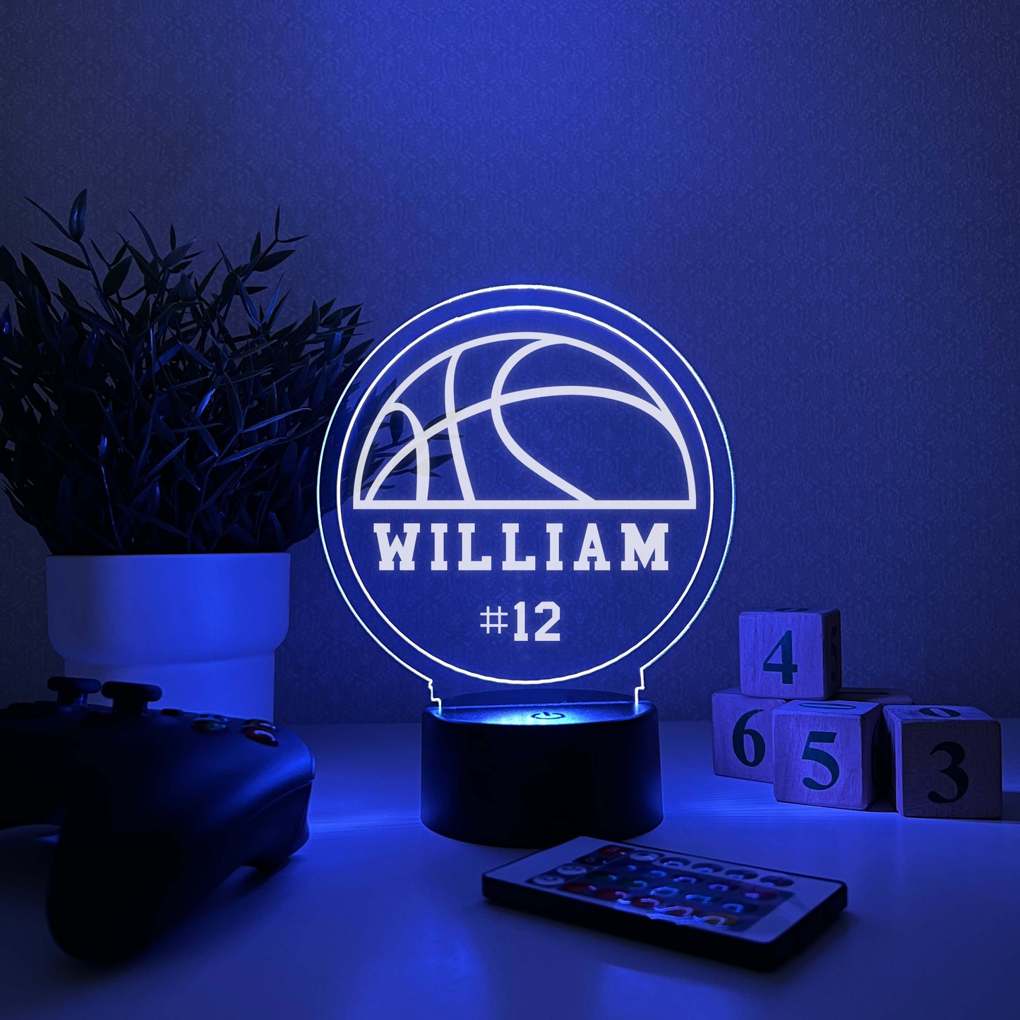 Basketball 3D Night Light, 16 Colors, Gift for Basketball Player, Personalized Gift, Desk Lamp, Sports Bedroom, Basketball Gift