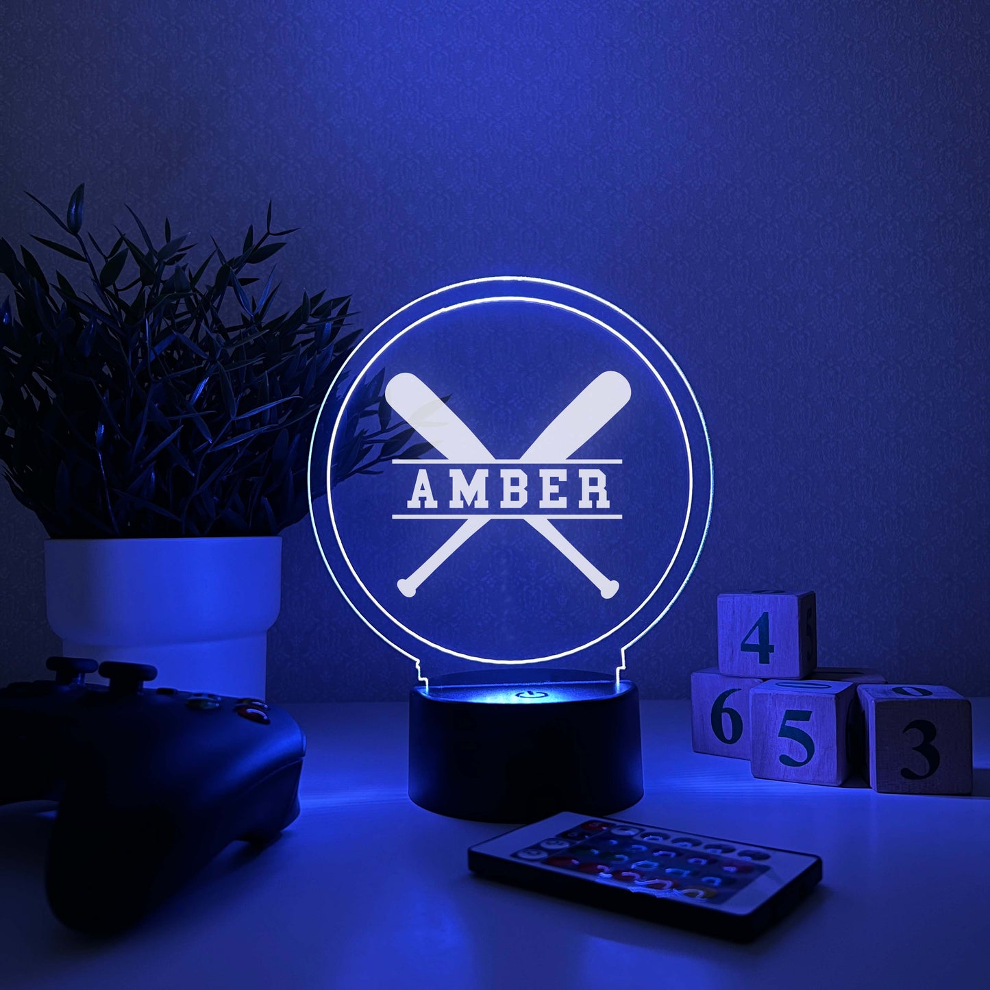 Baseball 3D Night Light, 16 Colors, Gift for Baseball Player, Personalized Gift, Desk Lamp, Sports Bedroom, Baseball LED Light