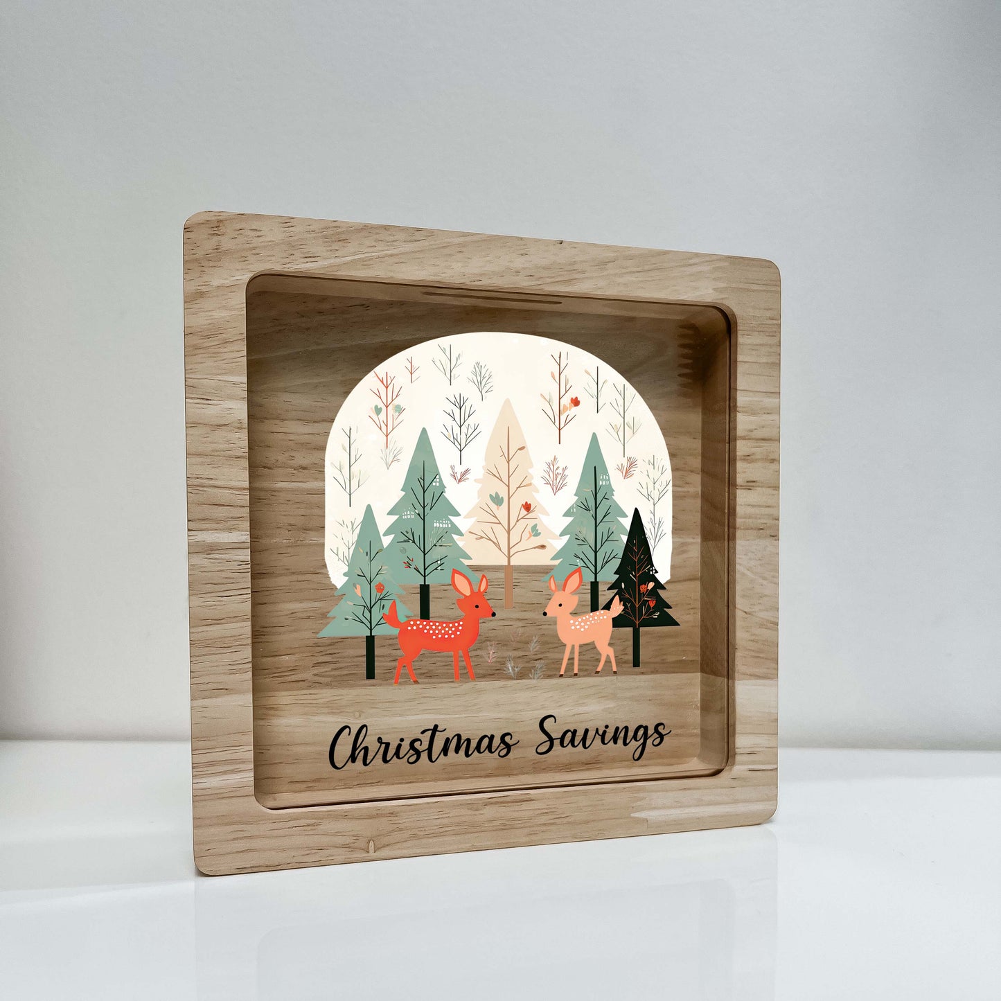 Christmas Bank, Christmas Trees and Deer, Festive, Family Holiday, Holiday Gifts, Saving Money, Piggy Bank