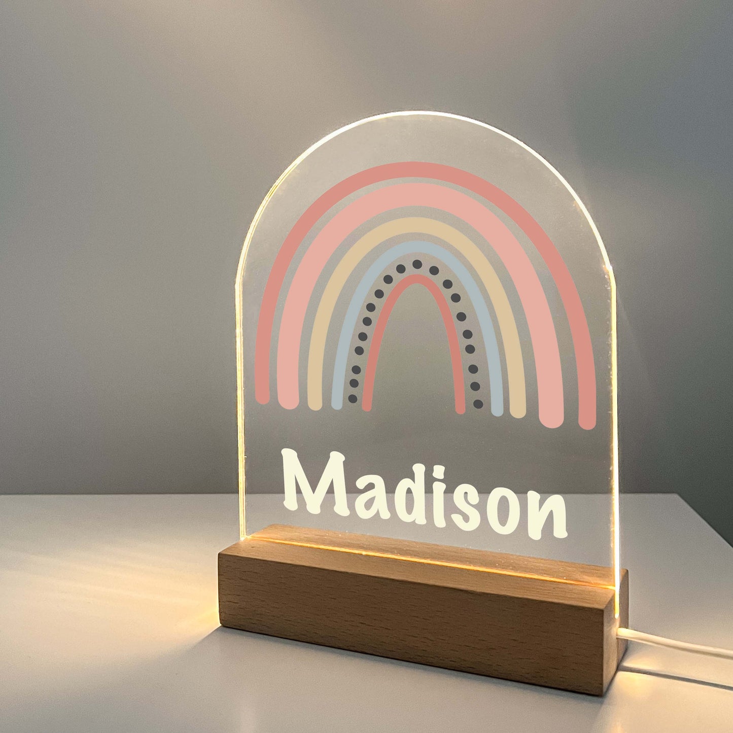 Personalized Custom Colorful Rainbow Night LED Lamp For Kids Room, Baby Gift, Girls Boys Night Light, Bedroom Decor, Night Light Gift