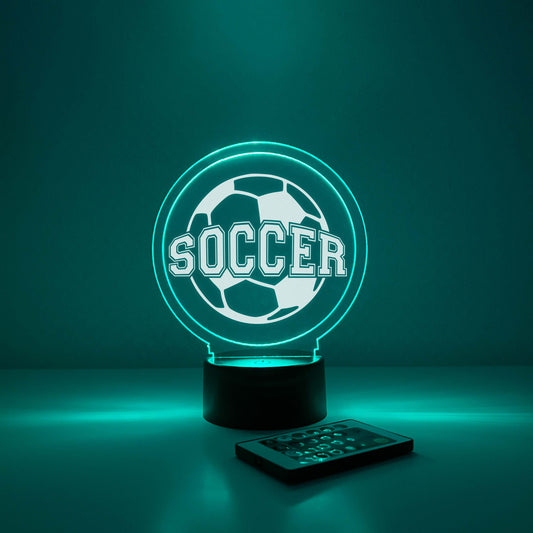 Soccer 3D Night Light, 16 Colors, Gift for Soccer Player, Desk Lamp, Sports Bedroom, Soccer LED Light