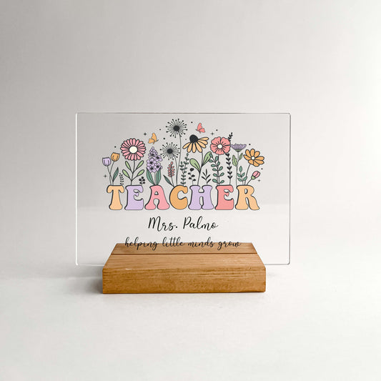 Perfect Teacher Appreciation Gift Desk Stance, Personalized Teacher Desk Name Plate Stand, Gift for Teacher, End Of The Year Teacher Thank You Gift
