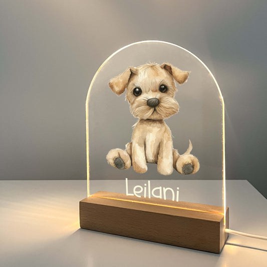 Personalized Custom Cute Puppy Dog Pup Night LED Lamp For Kids Room, Baby Gift, Girls Boys Night Light, Bedroom Decor, Night Light Gift