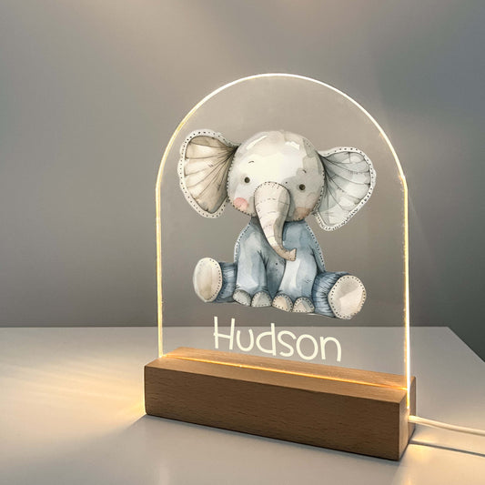 Personalized Cute Baby Elephant Night LED Lamp For Kids Room, Cute Baby Gift, Custom Girls Boys Night Light, Nursery Decor, Night Light Gift