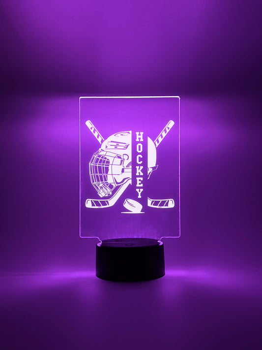 Hockey Player Personalized LED Night Light Lamp - Custom Gift for Fans, Sports Bedroom, Game Room Decor, Party Enhancer, Remote Included)