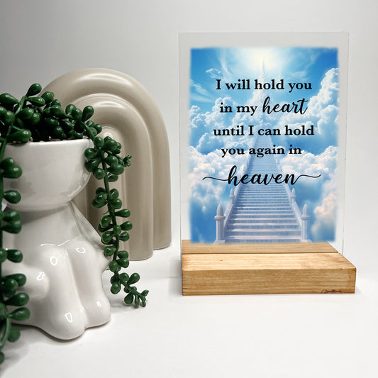 Wood Stand Room Picture Frame Table Lamp, In Loving Memory, Condolence Remembrance Loss Sympathy Memorial Gift