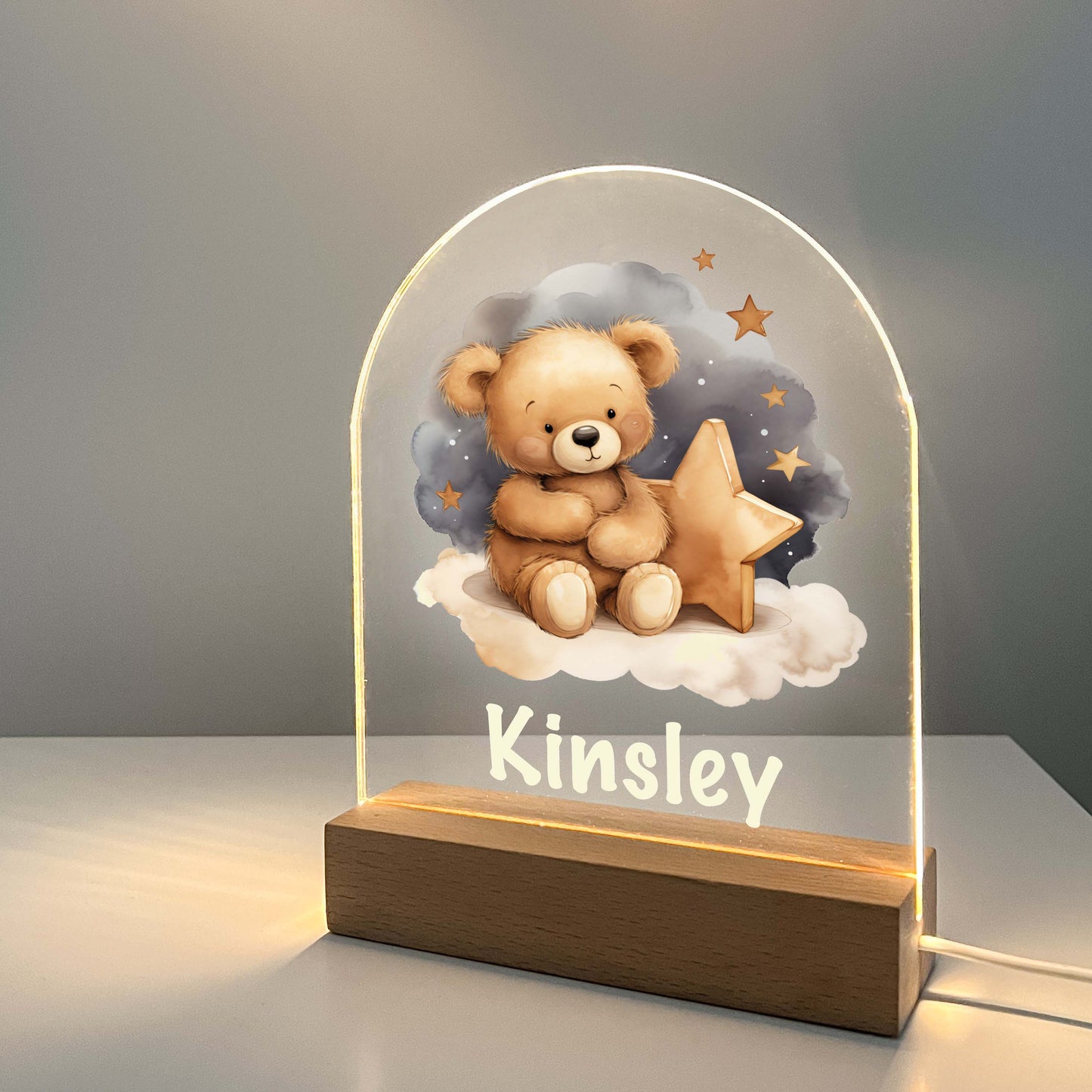 Personalized Teddy Bear Bedtime Book Story Night LED Lamp For Kids Room Baby Nursery Gift, Girls Boys Night Light, Bedroom Decor