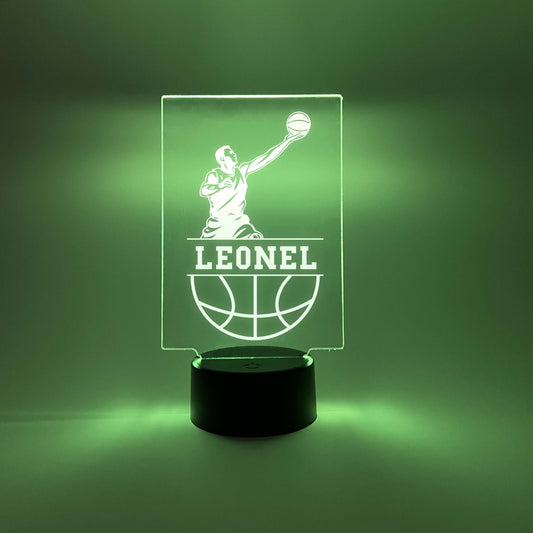 Basketball Player Personalized LED Night Light Lamp - Custom Gift for Fans, Sports Bedroom, Game Room Decor, Party Enhancer, Remote Included)