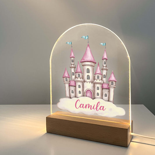 Custom Personalized LED Night Light Up Table Desk Lamp Stand Girl Fairy Princess Castle Room Décor, Girls Night Light, Princess Themed Gift