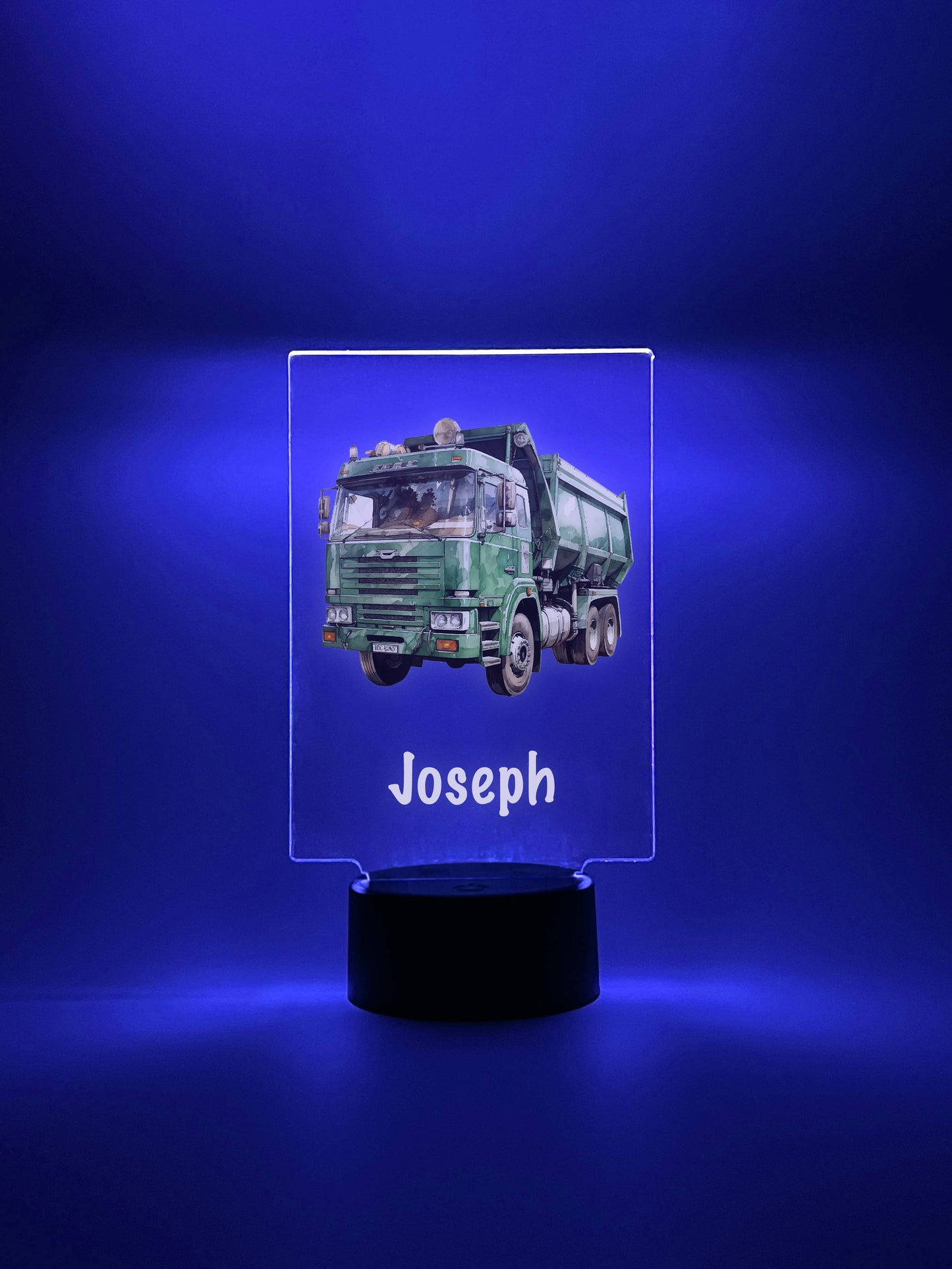 Personalized Boys Garage Truck LED Lamp, 16 Colors, Sanitation Garbage Trash Truck Dumping Trailer Heavy Duty Equipment Themed Gift