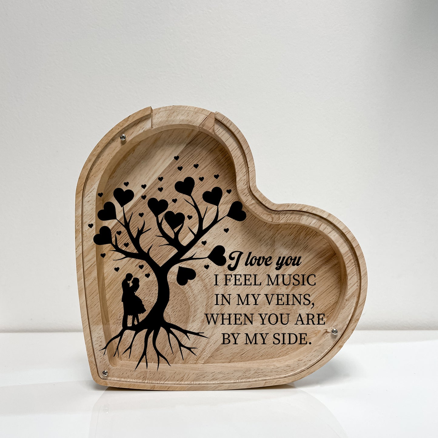 Personalized Wooden Keepsake Box, Family Tree Couple Love, Memory Collection Box, Money Bank, Valentines Day Gift for Her, I Love You Gift, Heart box