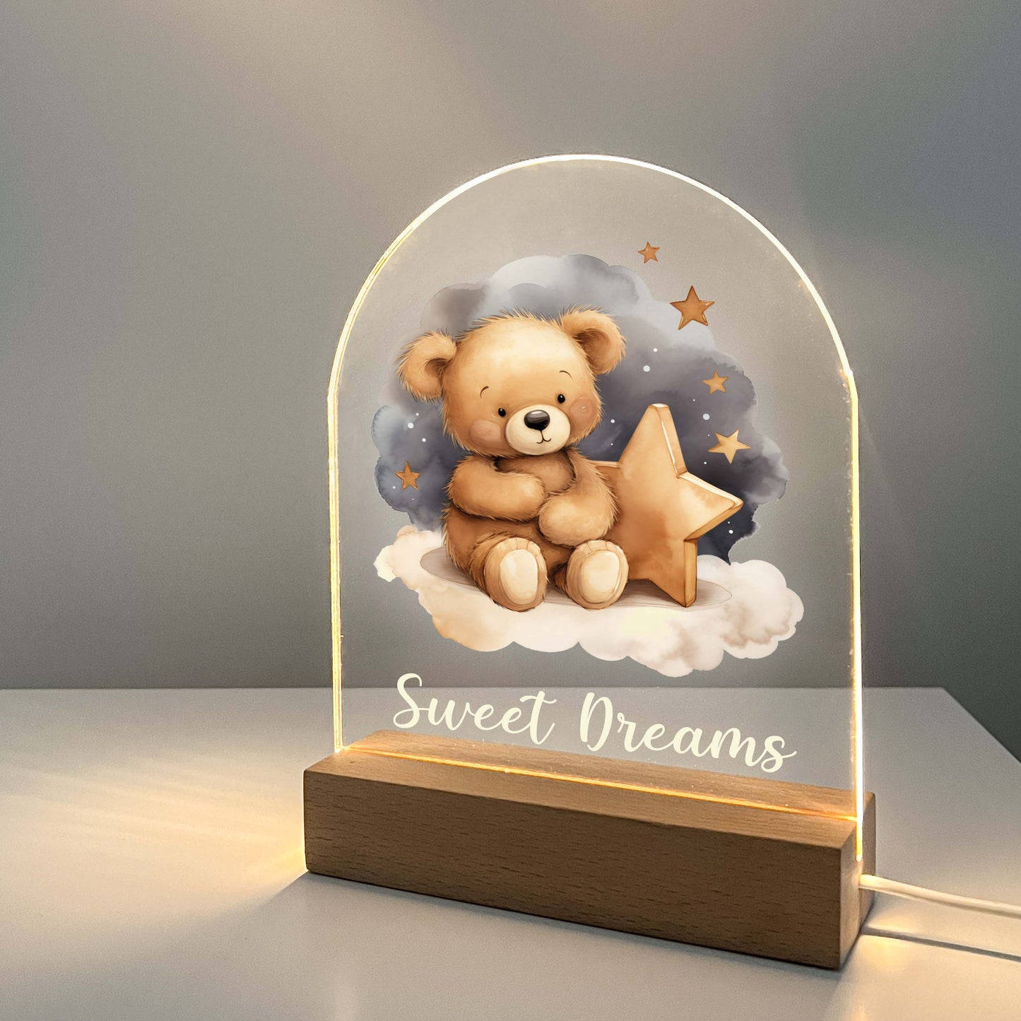 Personalized Sweet Dreams Teddy Bear Night Light Custom Engraved Name Lamp | Night Light Lamp | New Baby Gift | Nursery Gift | Bedroom Decor