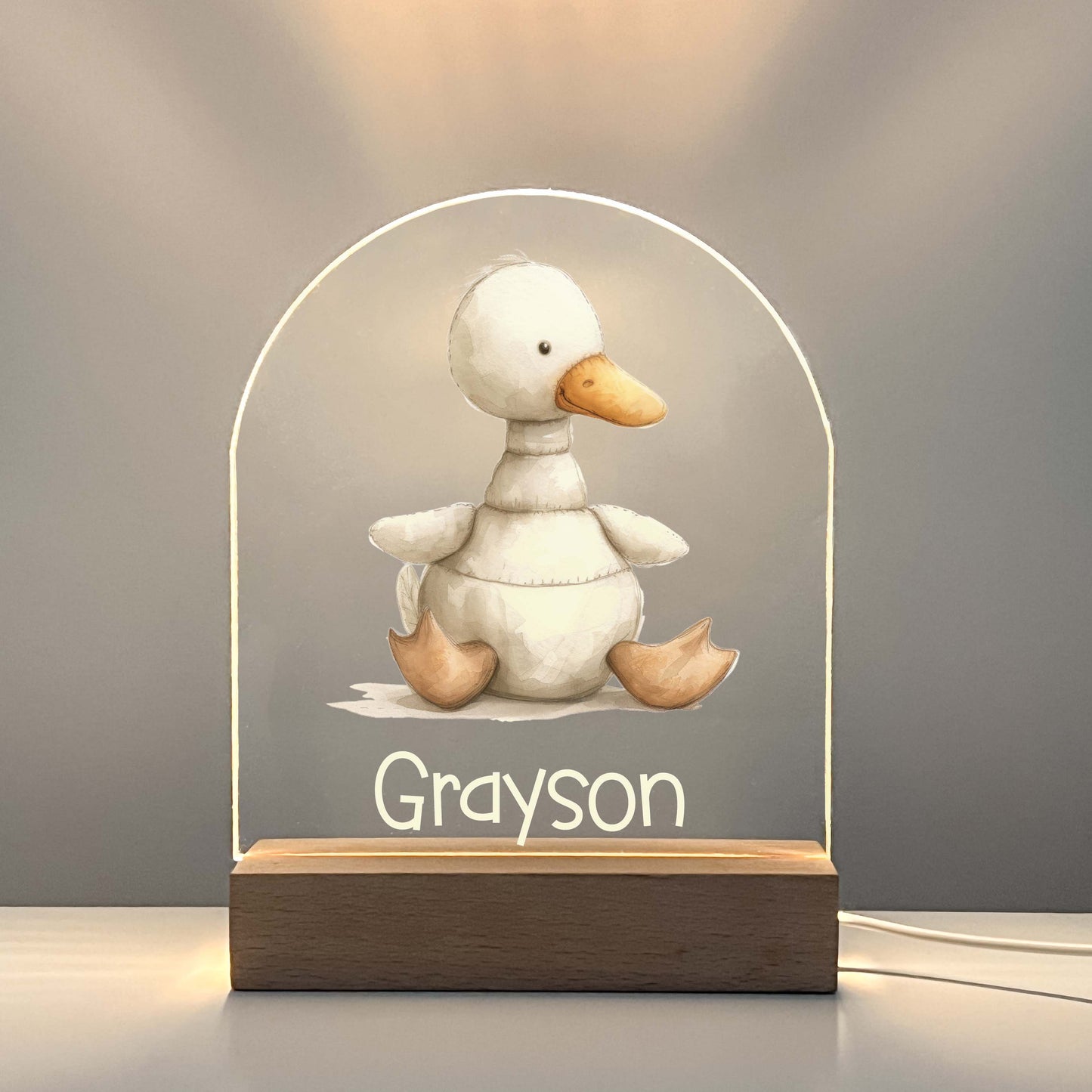 Personalized Cute Baby Duck Night LED Lamp For Kids Room, Cute Baby Gift, Custom Girls Boys Night Light, Nursery Decor, Night Light Gift