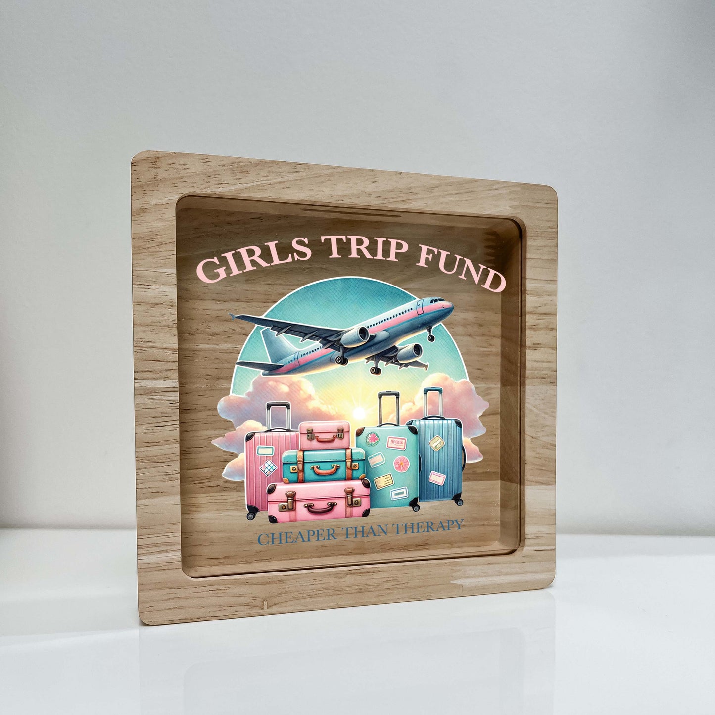 Travel Shadow Box Personalized Adventure Memory Box Keepsake Bank Custom, Girls Trip Fund, Saving Bank Frame Collection Memories Gift