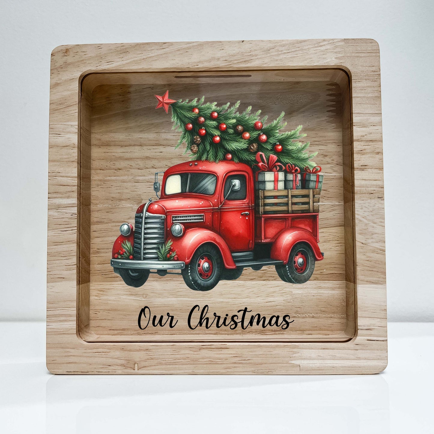 Christmas Bank, Truck with Tree, Christmas Tree, Festive, Family Holiday, Holiday Gifts, Saving Money, Piggy Bank