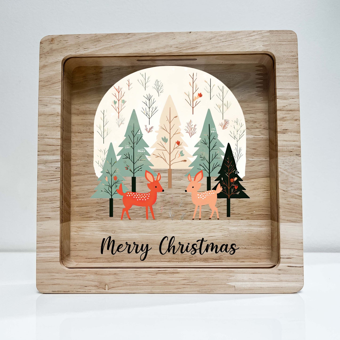 Christmas Bank, Christmas Trees and Deer, Festive, Family Holiday, Holiday Gifts, Saving Money, Piggy Bank