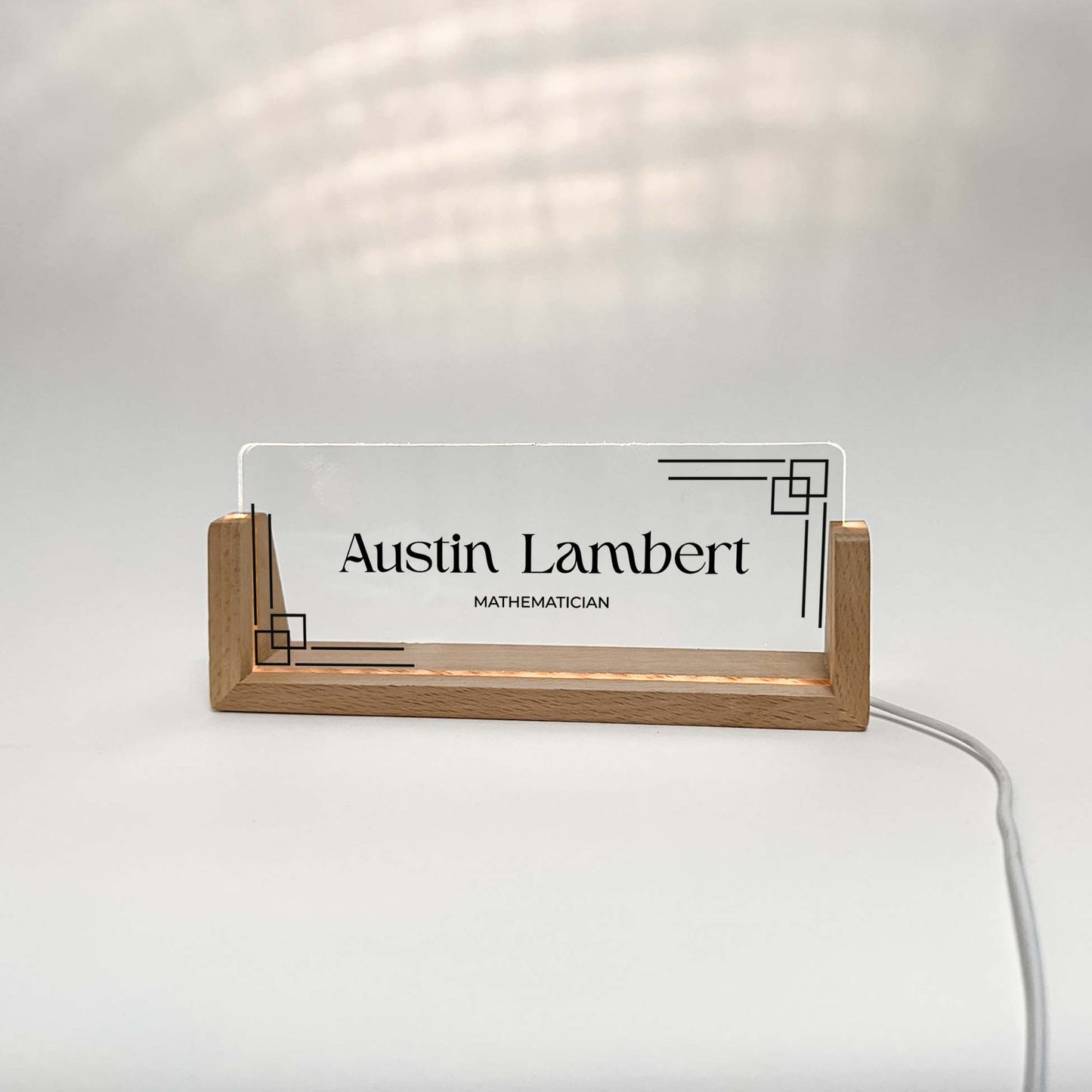 Personalized Desk Name Plate With Wooden Base, Lighted LED Light Nameplate, Desk Accessories, Office Gifts for Boss Coworkers, New Job Gifts