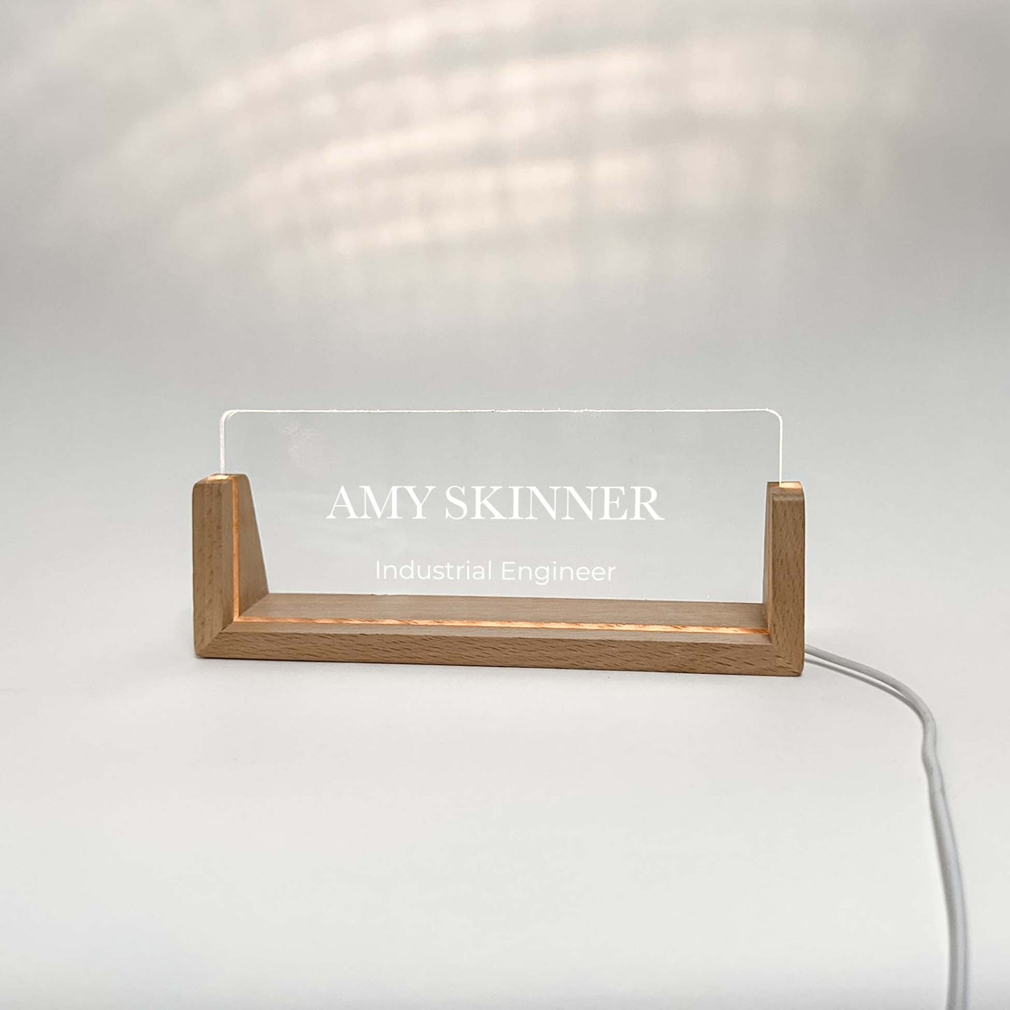 Personalized Desk Name Plate With Wooden Base Regular font, Lighted LED Light Nameplate, Desk Accessories, Office Gifts for Boss Coworkers, New Job Gifts