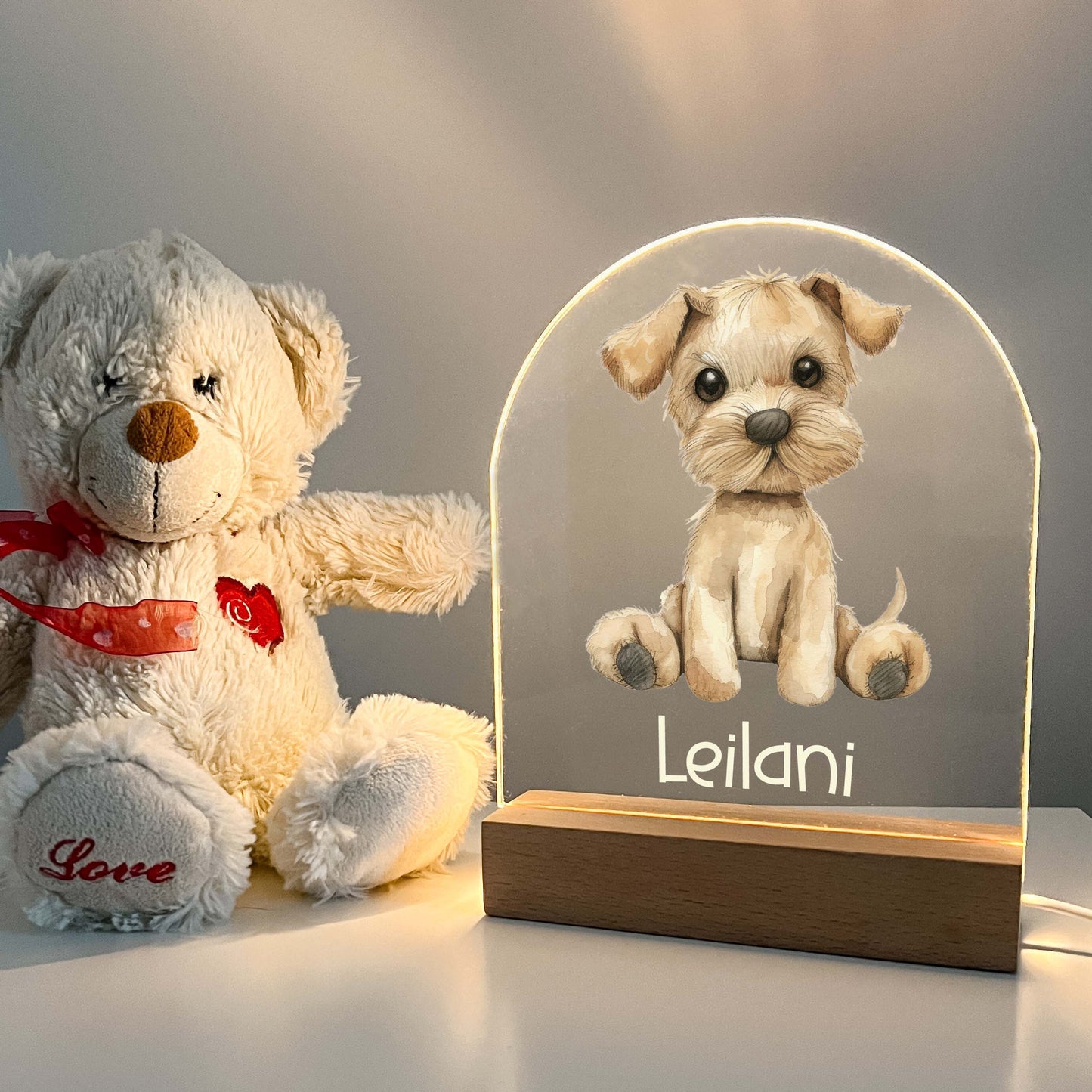 Personalized Custom Cute Puppy Dog Pup Night LED Lamp For Kids Room, Baby Gift, Girls Boys Night Light, Bedroom Decor, Night Light Gift