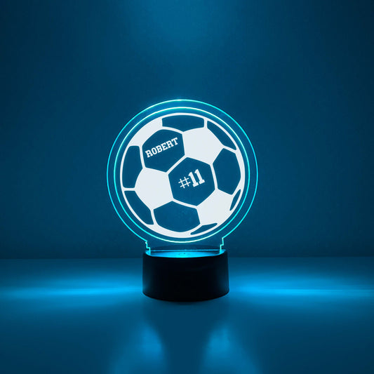 Soccer 3D Night Light, Number personalize, 16 Colors, Gift for Soccer Player, Desk Lamp, Sports Bedroom, Soccer LED Light