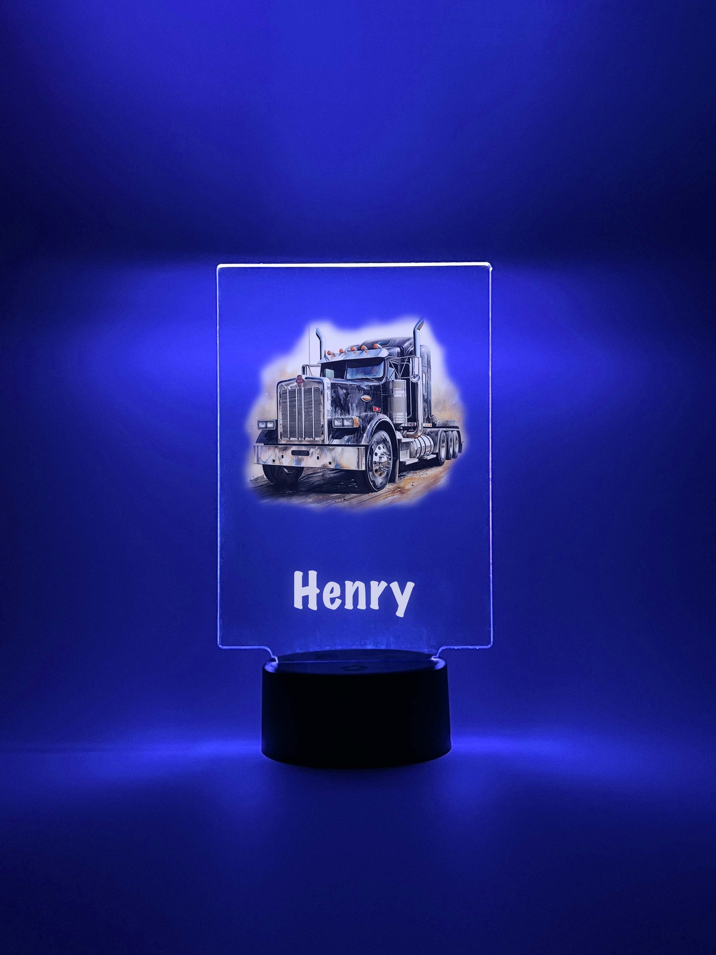 Free Personalized 16 Colors Changing LED Night Light Up Table Lamp Boys Room Decor Semi Truck Tractor Trailer 18 Wheeler, Trucker's Best Gift