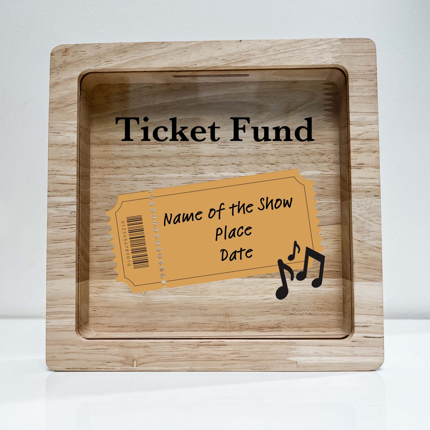 Concert Bank Shadow Box Personalized Adventure Ticket Fund Concert Memory Keepsake Bank Custom Musical Entertainment Frame Collection Gift