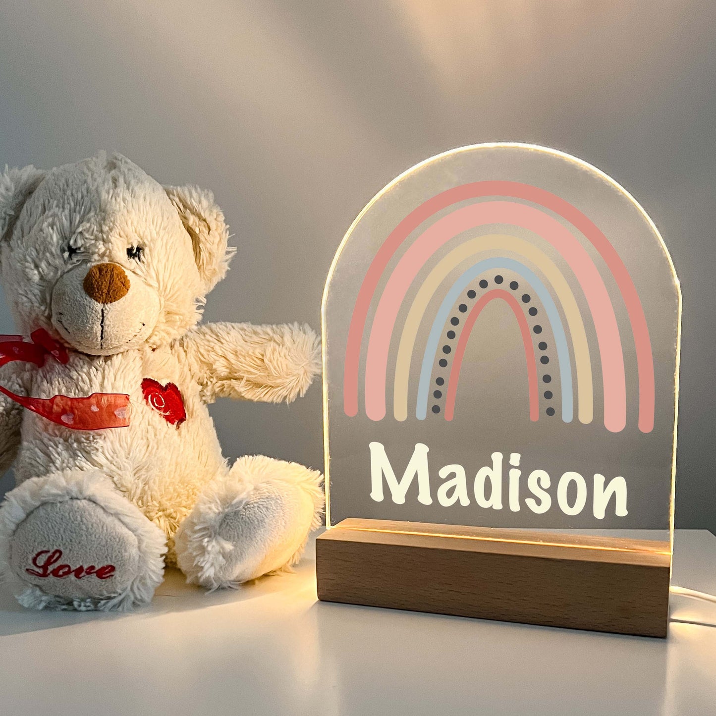 Personalized Custom Colorful Rainbow Night LED Lamp For Kids Room, Baby Gift, Girls Boys Night Light, Bedroom Decor, Night Light Gift