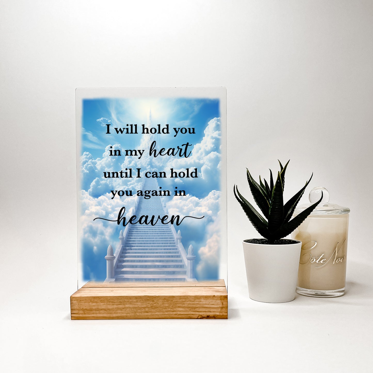 Wood Stand Room Picture Frame Table Lamp, In Loving Memory, Condolence Remembrance Loss Sympathy Memorial Gift