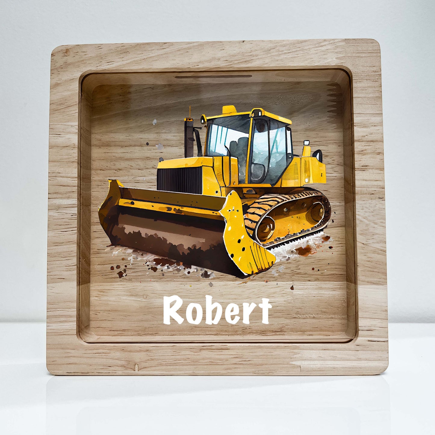 Personalized Savings Piggy Bank Dozer Custom Name Money Box Construction Truck Bulldozer Builder Heavy Equipment Themed Toddler Boys Gift