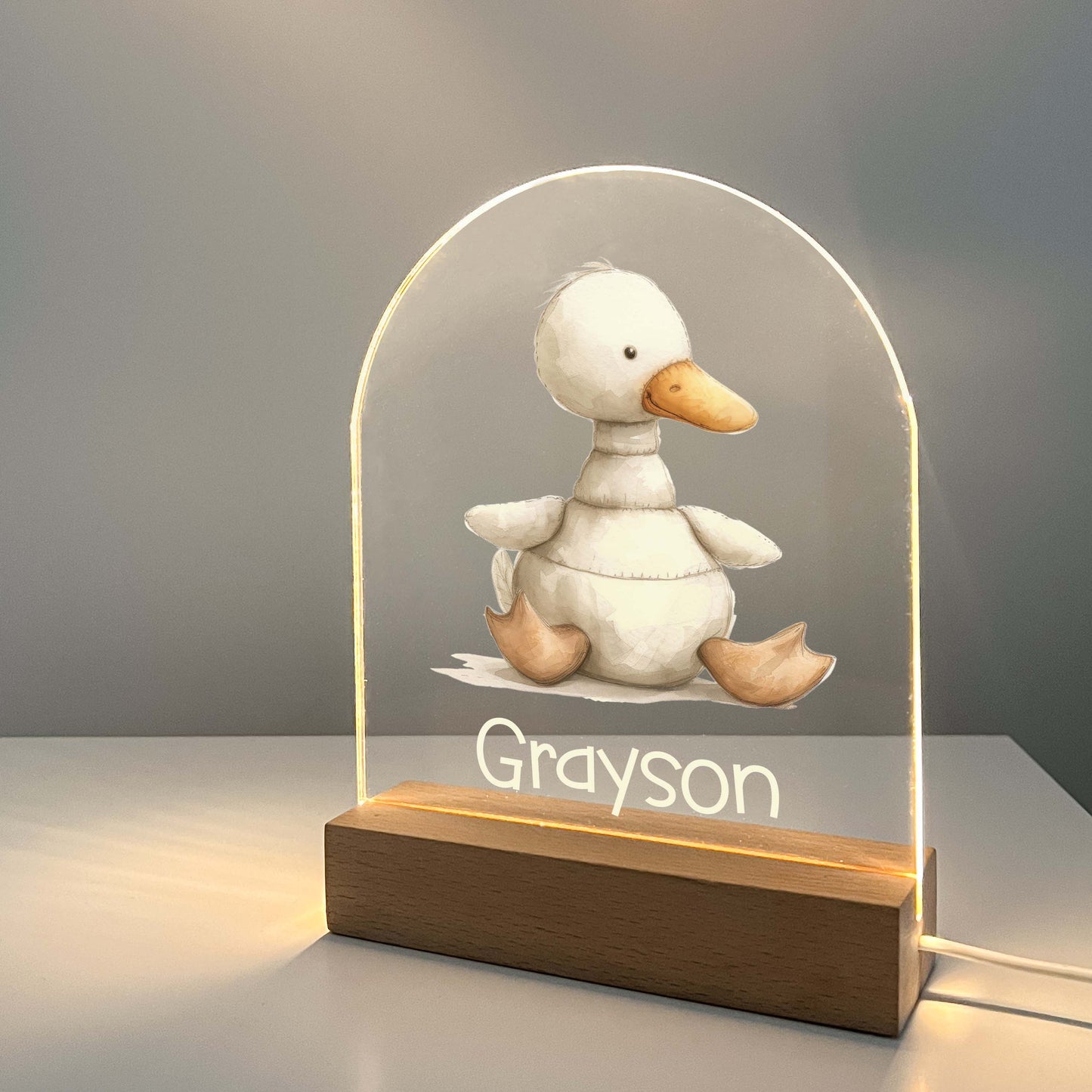 Personalized Cute Baby Duck Night LED Lamp For Kids Room, Cute Baby Gift, Custom Girls Boys Night Light, Nursery Decor, Night Light Gift