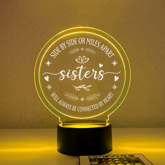 Siblings Long Distance Gift, Side By Side or Miles Apart, Night Light LED, 16 Colors