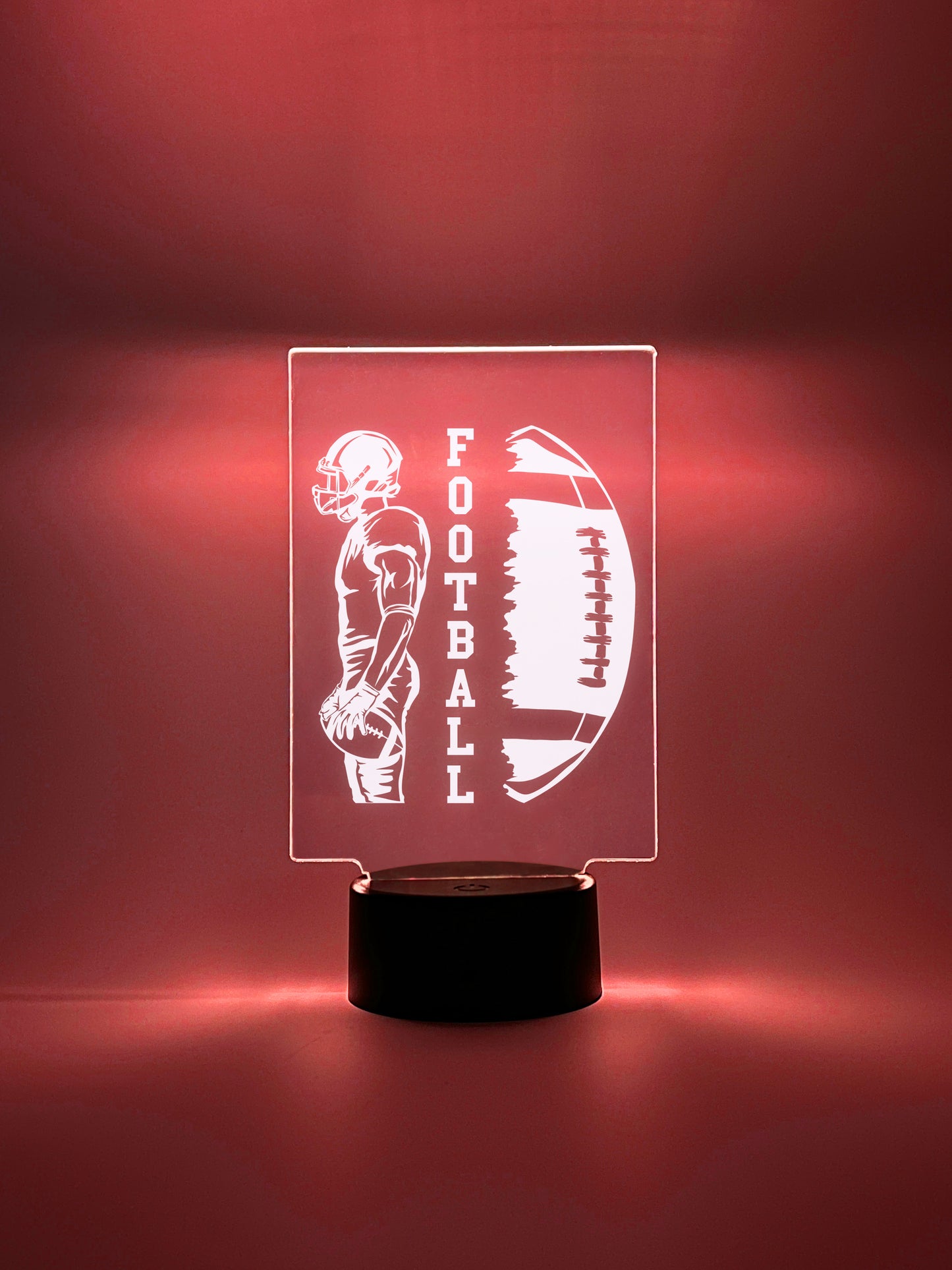 Football Player Personalized LED Night Light Lamp - Custom Gift for Fans, Sports Bedroom, Game Room Decor, Party Enhancer, Remote Included)