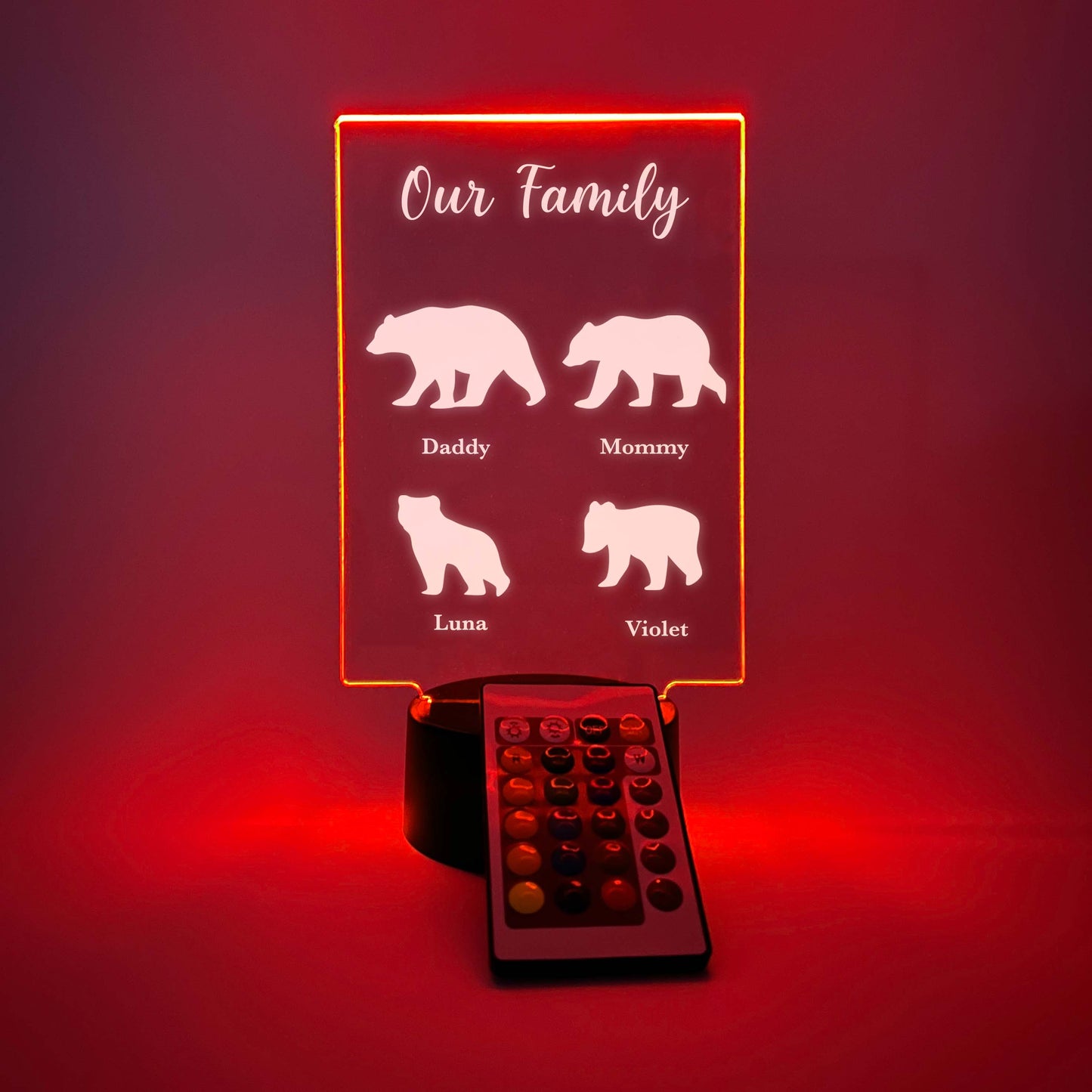 Family Bears LED Night Light Up Table Lamp, 16 Colors, Gift for Parents & Grandparents, Family Keepsake Gift, Family Christmas Gifts