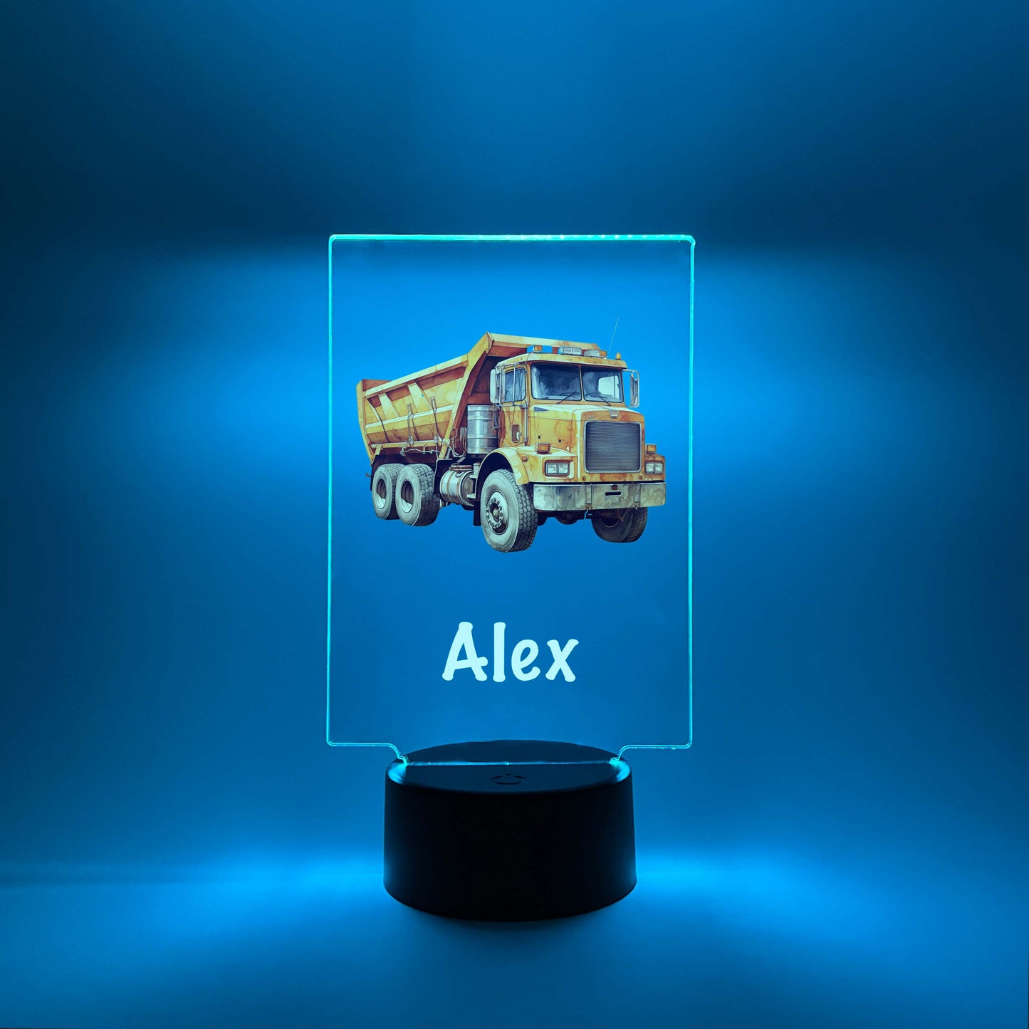 Free Personalized LED Stand Night Light Up Table Lamp Boys Room Decor, Construction, Dump Truck Dumping Trailer, Heavy Duty Equipment Gift