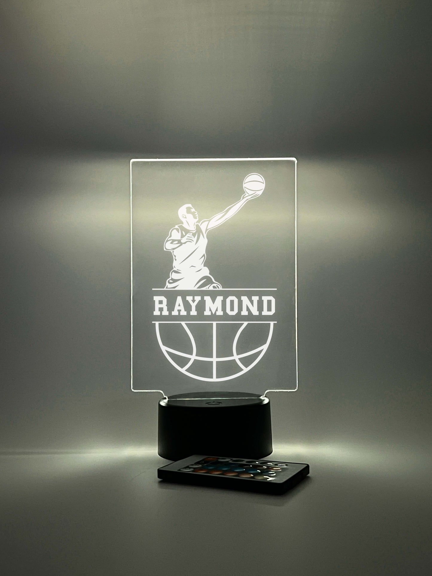 Basketball Player Personalized LED Night Light Lamp - Custom Gift for Fans, Sports Bedroom, Game Room Decor, Party Enhancer, Remote Included)