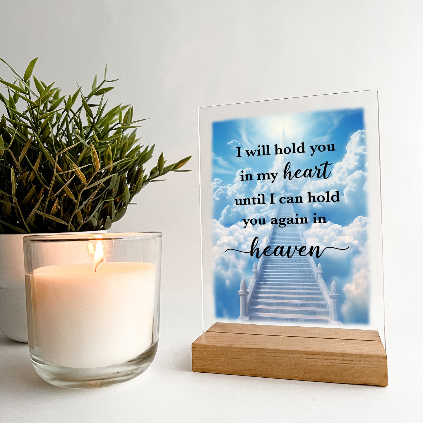 Wood Stand Room Picture Frame Table Lamp, In Loving Memory, Condolence Remembrance Loss Sympathy Memorial Gift