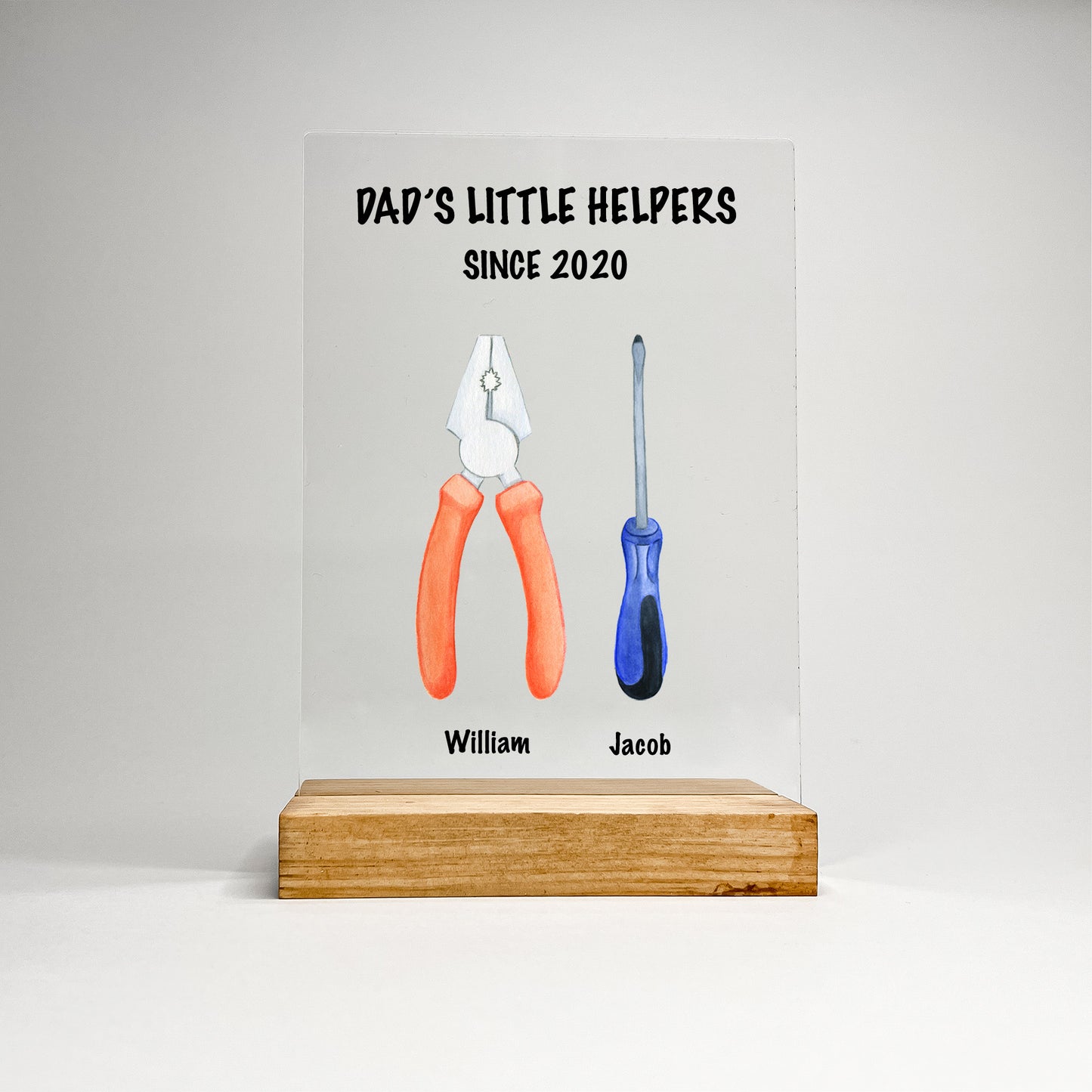 Custom Wood Stand, Fathers Day Gifts, Personalized Gifts, Gift for Dad, Best Daddy Ever, Dad's Helpers Tools Design