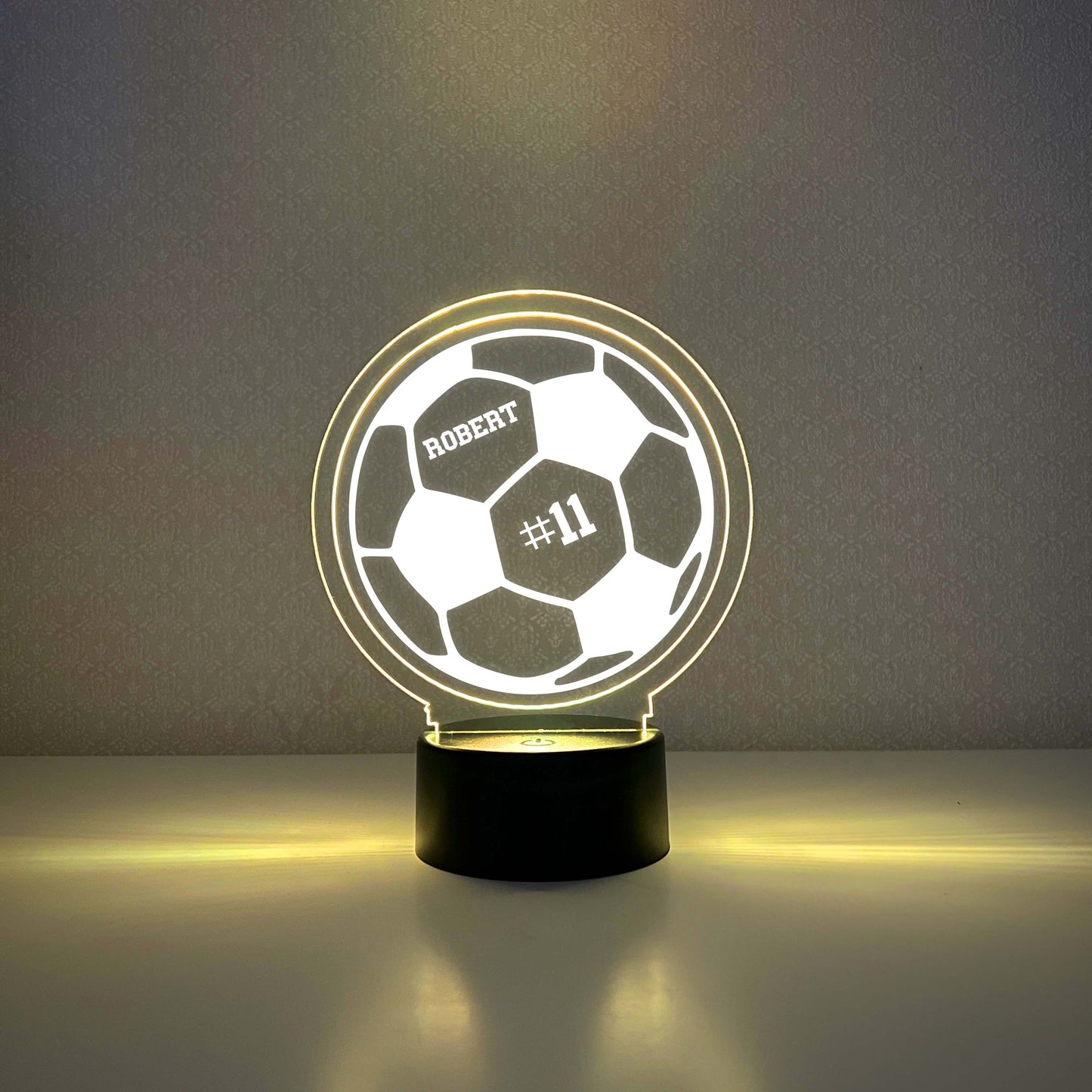 Soccer 3D Night Light, Number personalize, 16 Colors, Gift for Soccer Player, Desk Lamp, Sports Bedroom, Soccer LED Light