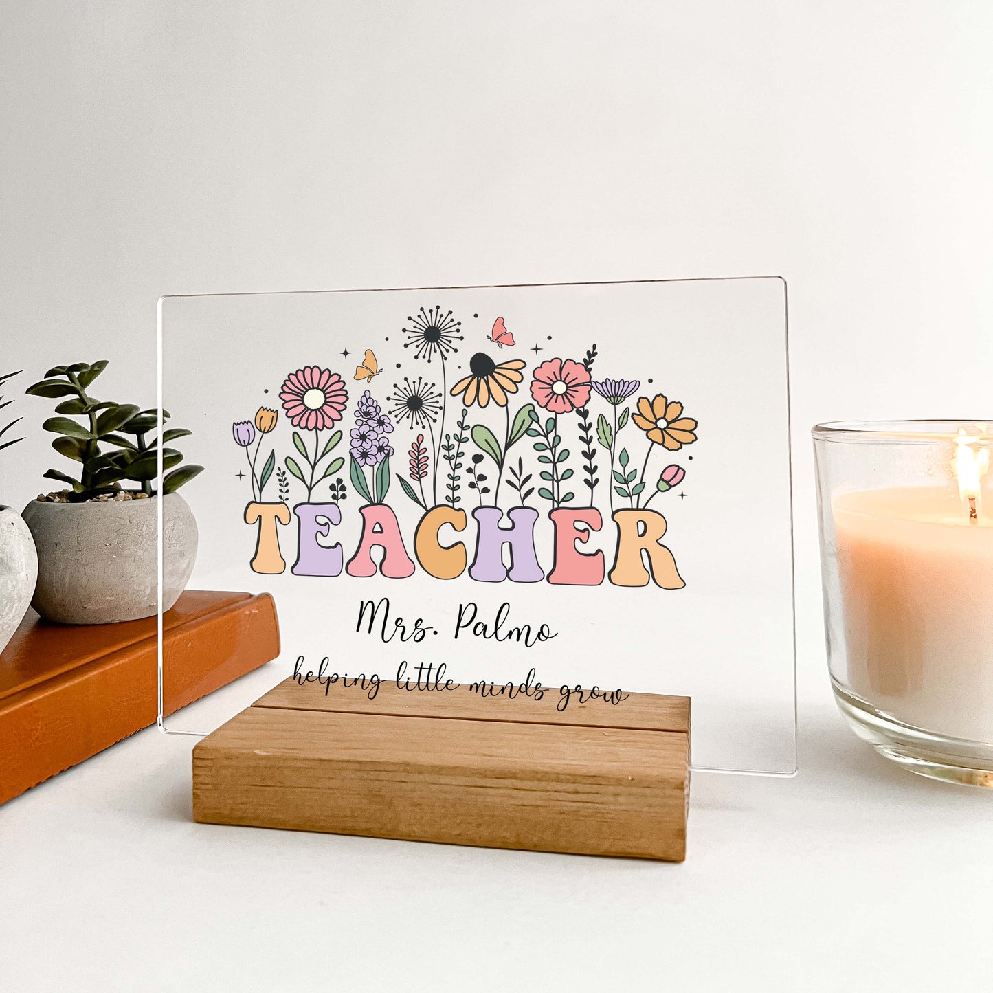 Perfect Teacher Appreciation Gift Desk Stance, Personalized Teacher Desk Name Plate Stand, Gift for Teacher, End Of The Year Teacher Thank You Gift