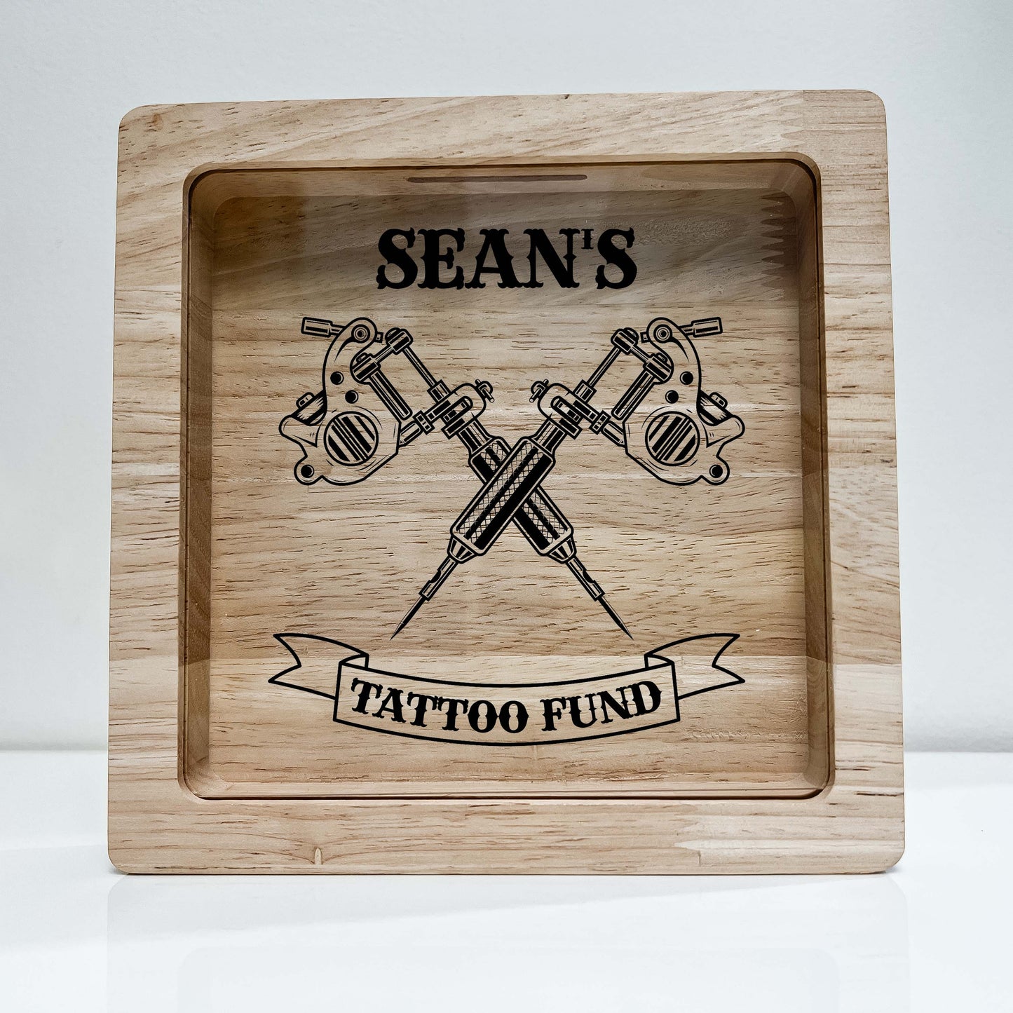 Tattoo Artist Shop Body Art Ink Studio Bank Shadow Box Personalized Adventure Memory Wooden Keepsake Bank Custom Fund Frame Collection Gift