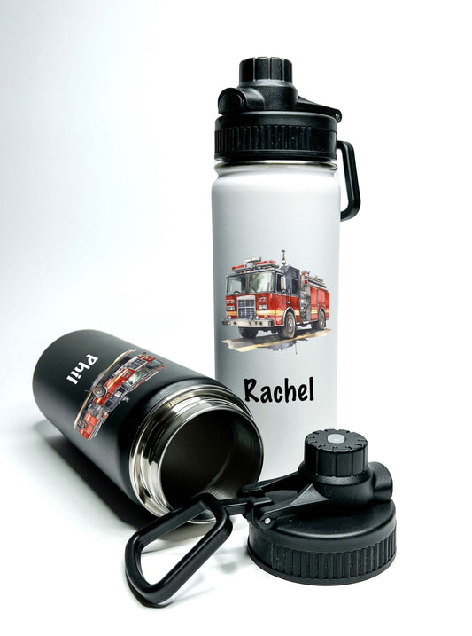 Fire Engine Firefighter Sports Water Bottle 18/32 oz Stainless Steel Insulated Flasks Personalized, Custom Water Bottle, Keeps Cold 24 Hours