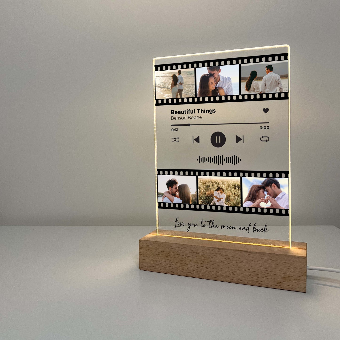 Personalized Song Movie Film Night Light with Photo and Wooden Base , Besties Photo Gifts, Photo Keepsake, Photo Gifts, Personalized Gift for BFF Birthday!