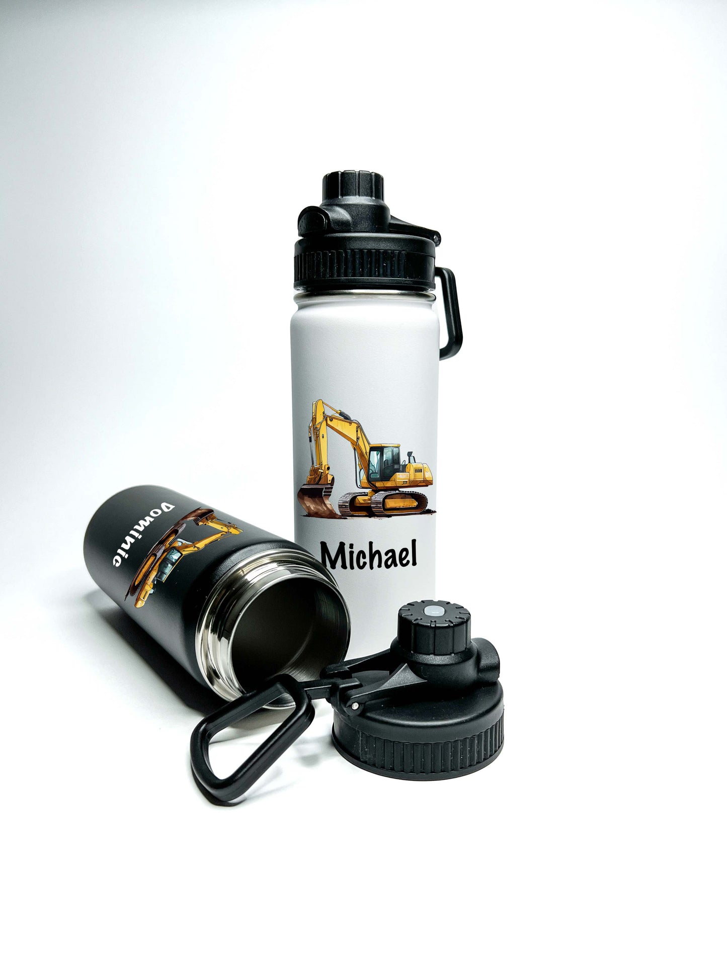 Excavator Construction Truck Sports Water Bottle 18/32 oz Stainless Steel Insulated Flasks Personalized Custom Water Bottle Keeps Cold 24Hrs