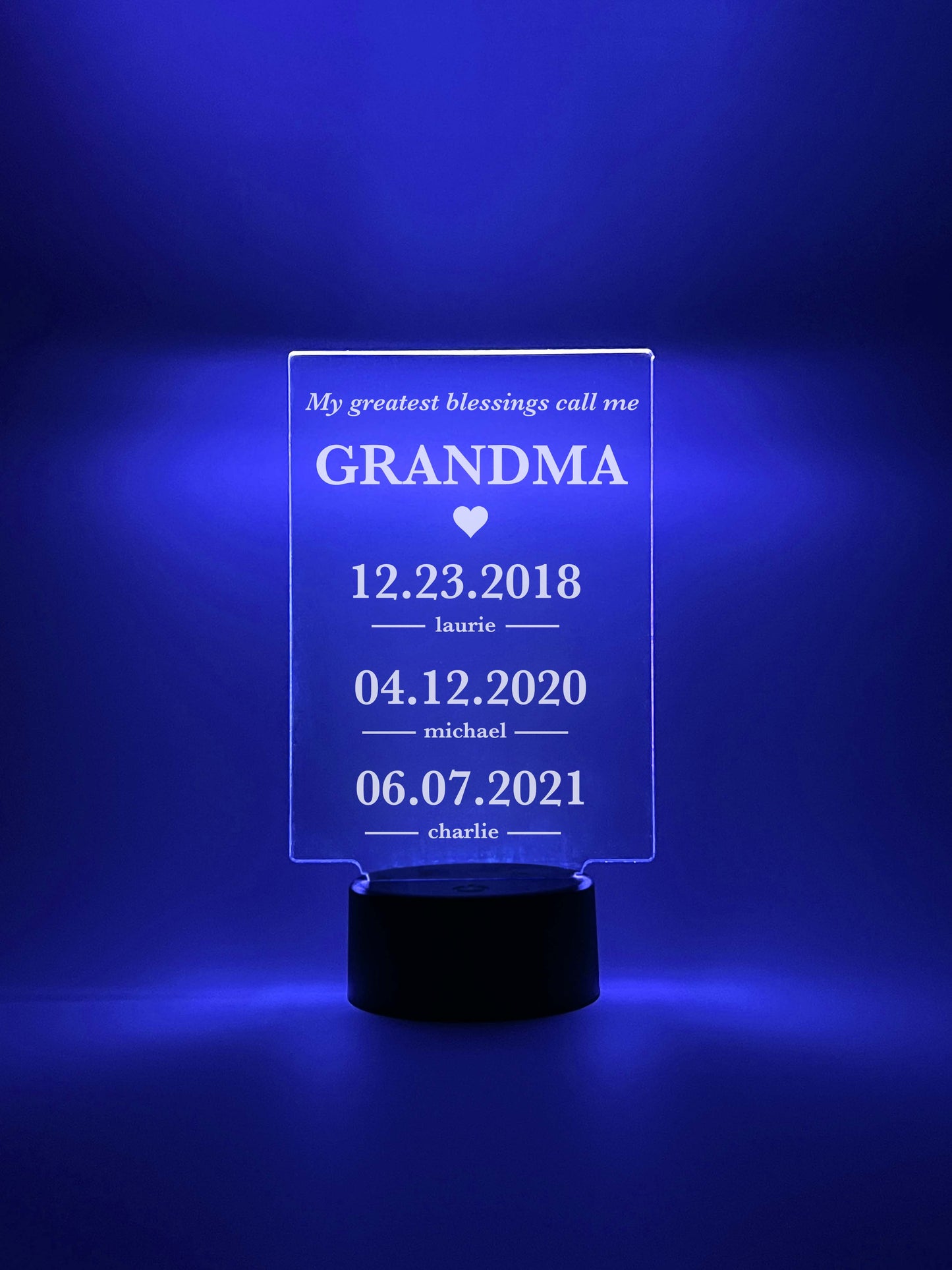 Custom Frame Personalized LED Night Lamp, 16 Colors, Gifts for Her, Dates, My Greatest Blessings Call Me Mom, Mommy Best Mother Day Gift With Children's Name & DOB