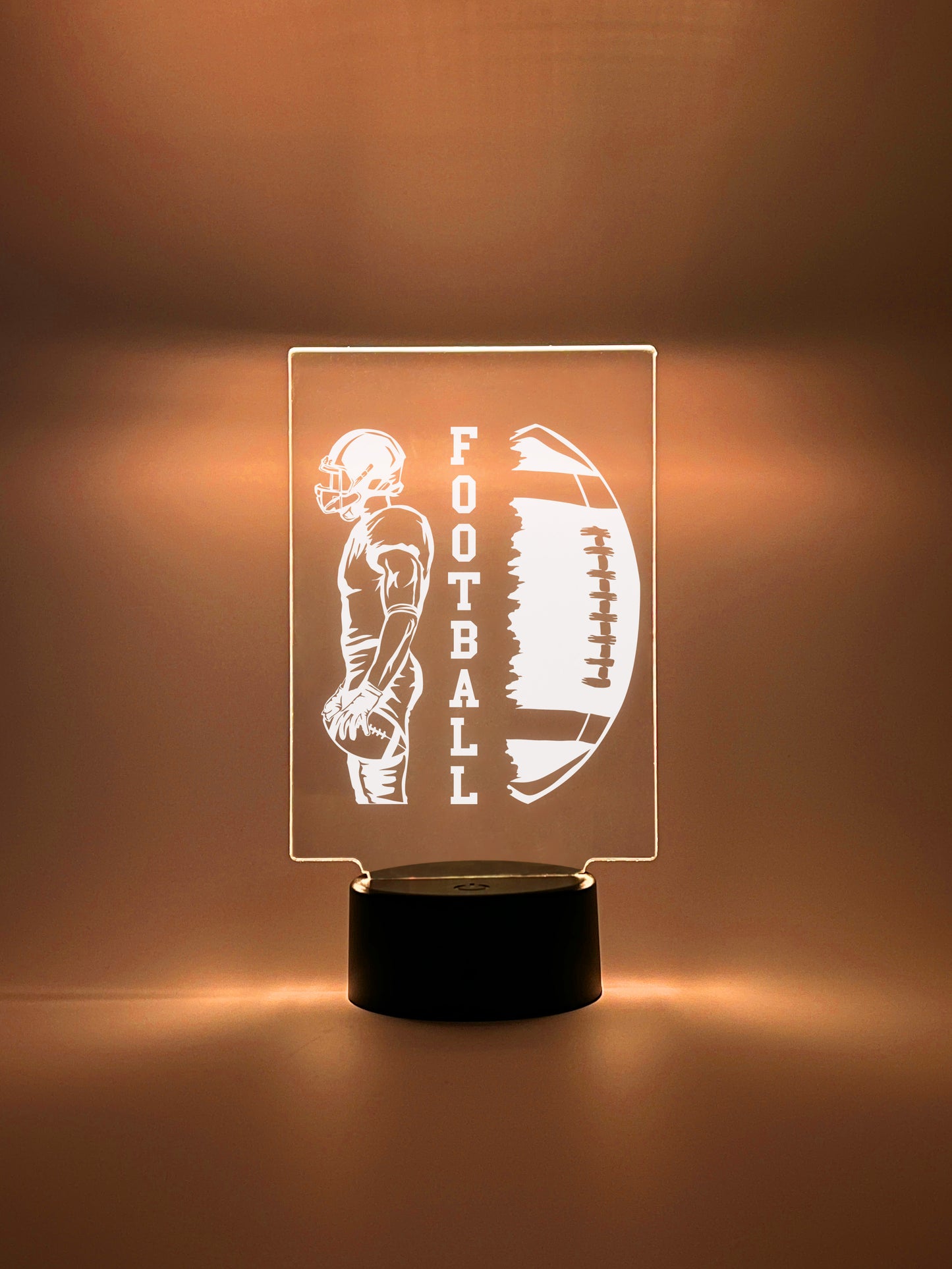 Football Player Personalized LED Night Light Lamp - Custom Gift for Fans, Sports Bedroom, Game Room Decor, Party Enhancer, Remote Included)