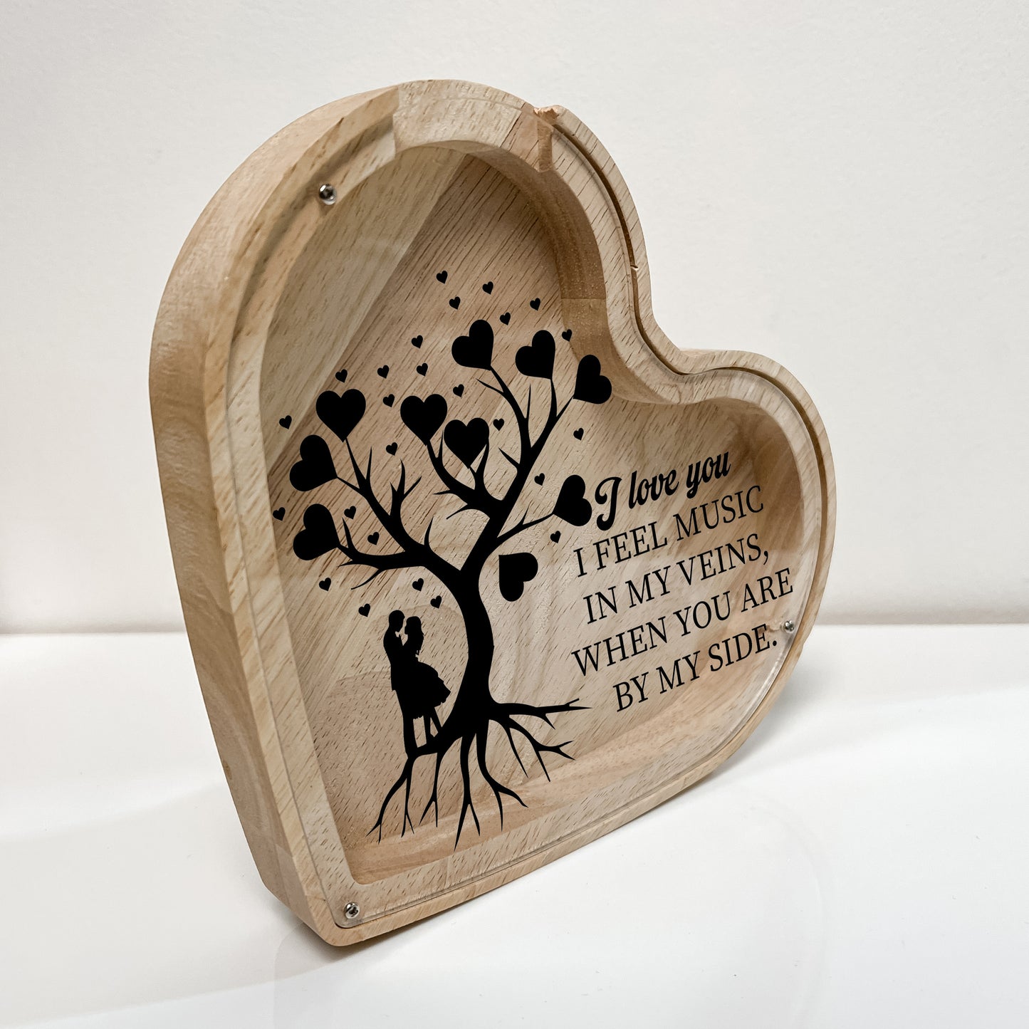 Personalized Wooden Keepsake Box, Family Tree Couple Love, Memory Collection Box, Money Bank, Valentines Day Gift for Her, I Love You Gift, Heart box