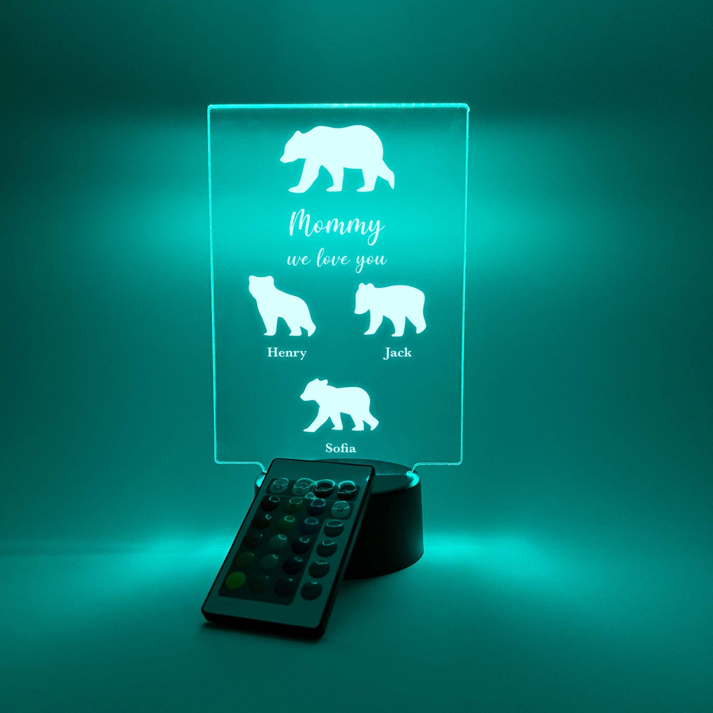 Family Bears LED Night Light Up Table Lamp, 16 Colors, Gift for Parents & Grandparents, Family Keepsake Gift, Family Christmas Gifts