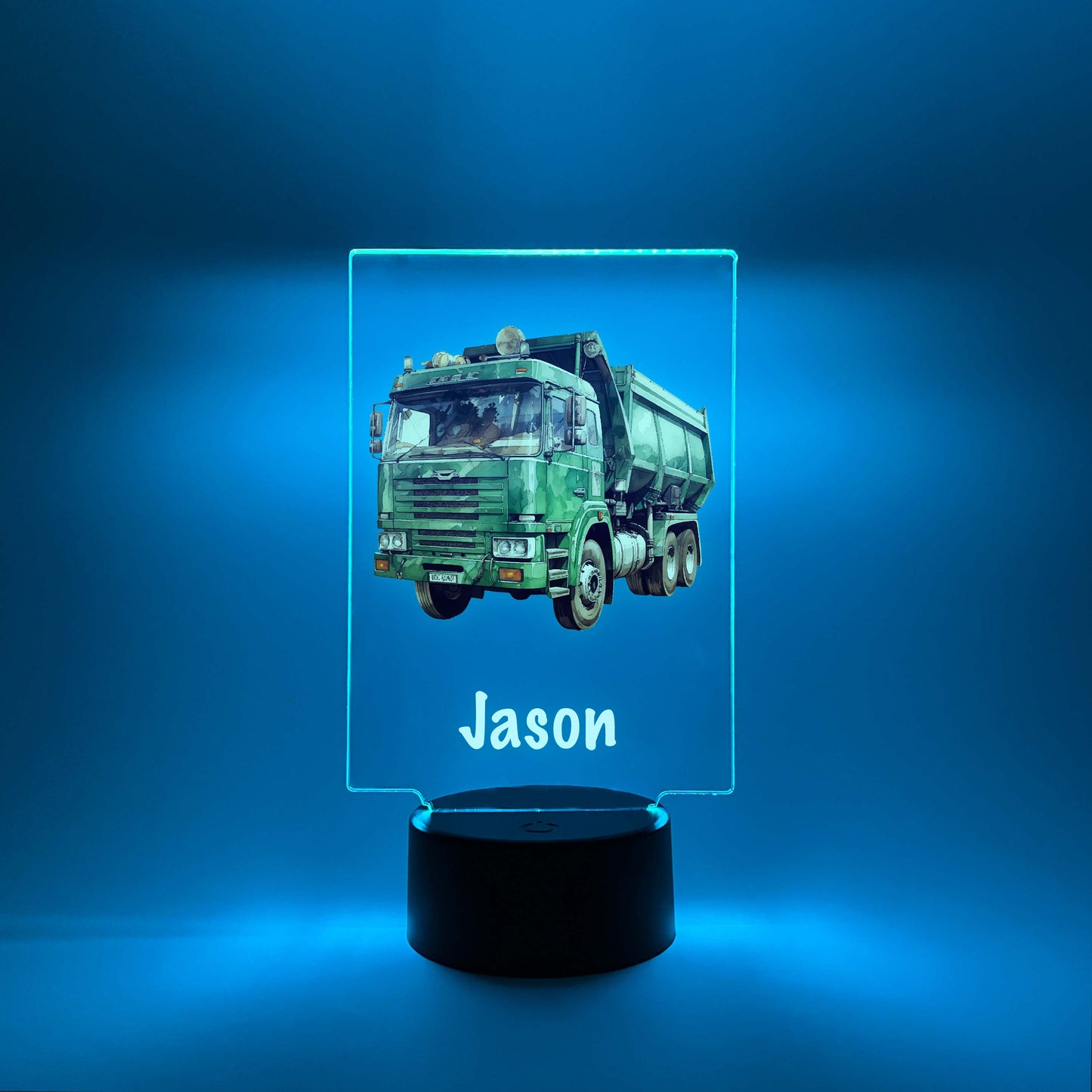 Personalized Boys Garage Truck LED Lamp, 16 Colors, Sanitation Garbage Trash Truck Dumping Trailer Heavy Duty Equipment Themed Gift