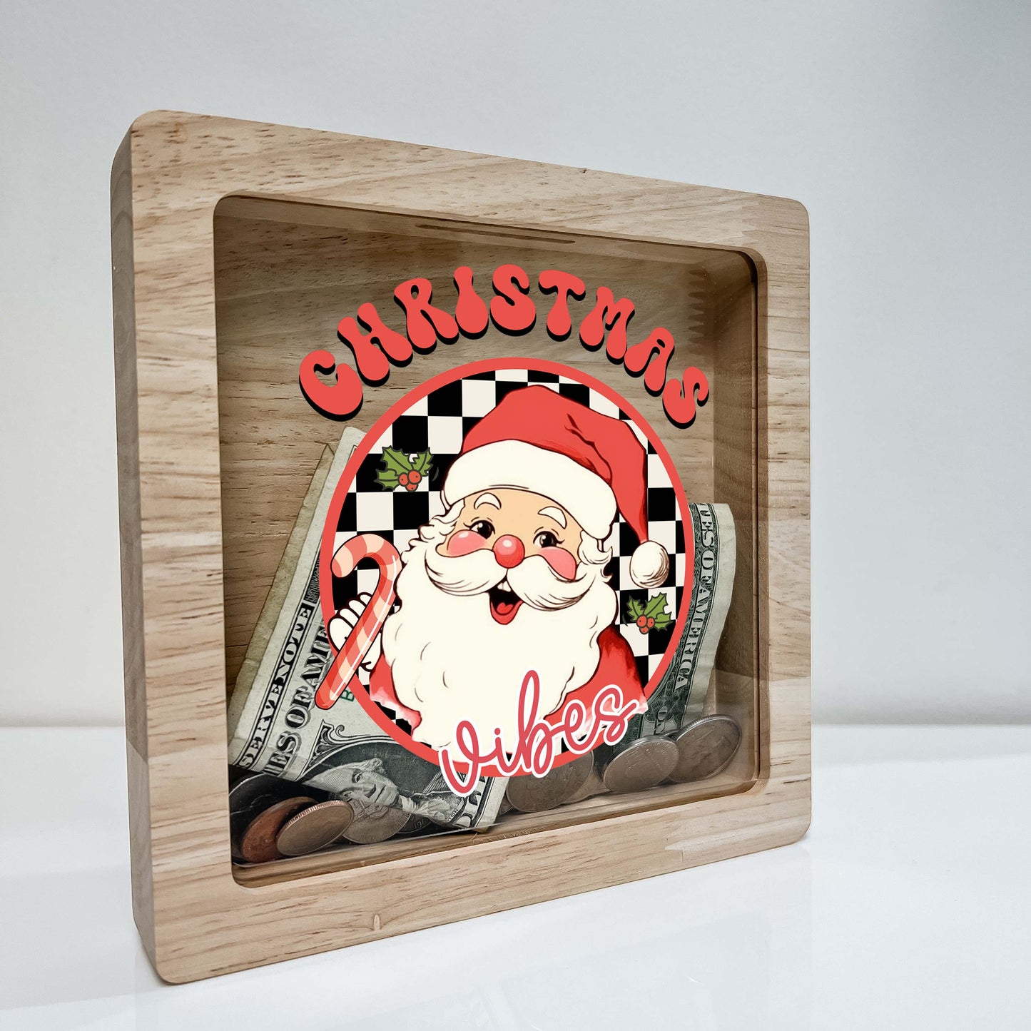 Christmas Bank, Santa Claus and Candy Cane, Festive, Family Holiday, Holiday Gifts, Saving Money, Piggy Bank